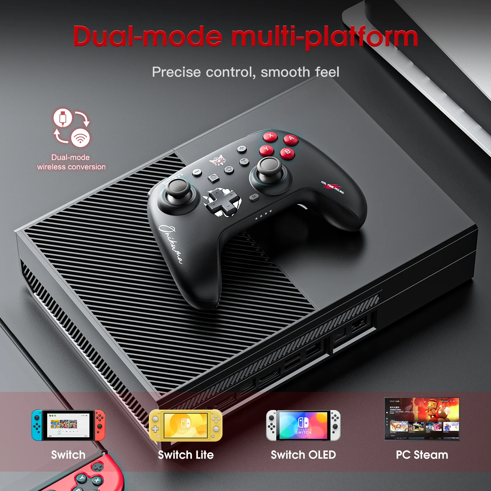 ONIKUMA C1 Wireless Controller Compatible with Nintendo Switch/Switch Lite, Bluetooth Pro Controller with Turbo, Motion, Vibration, Wake-up, Headphone Jack and Breathing LED Light - Image 9