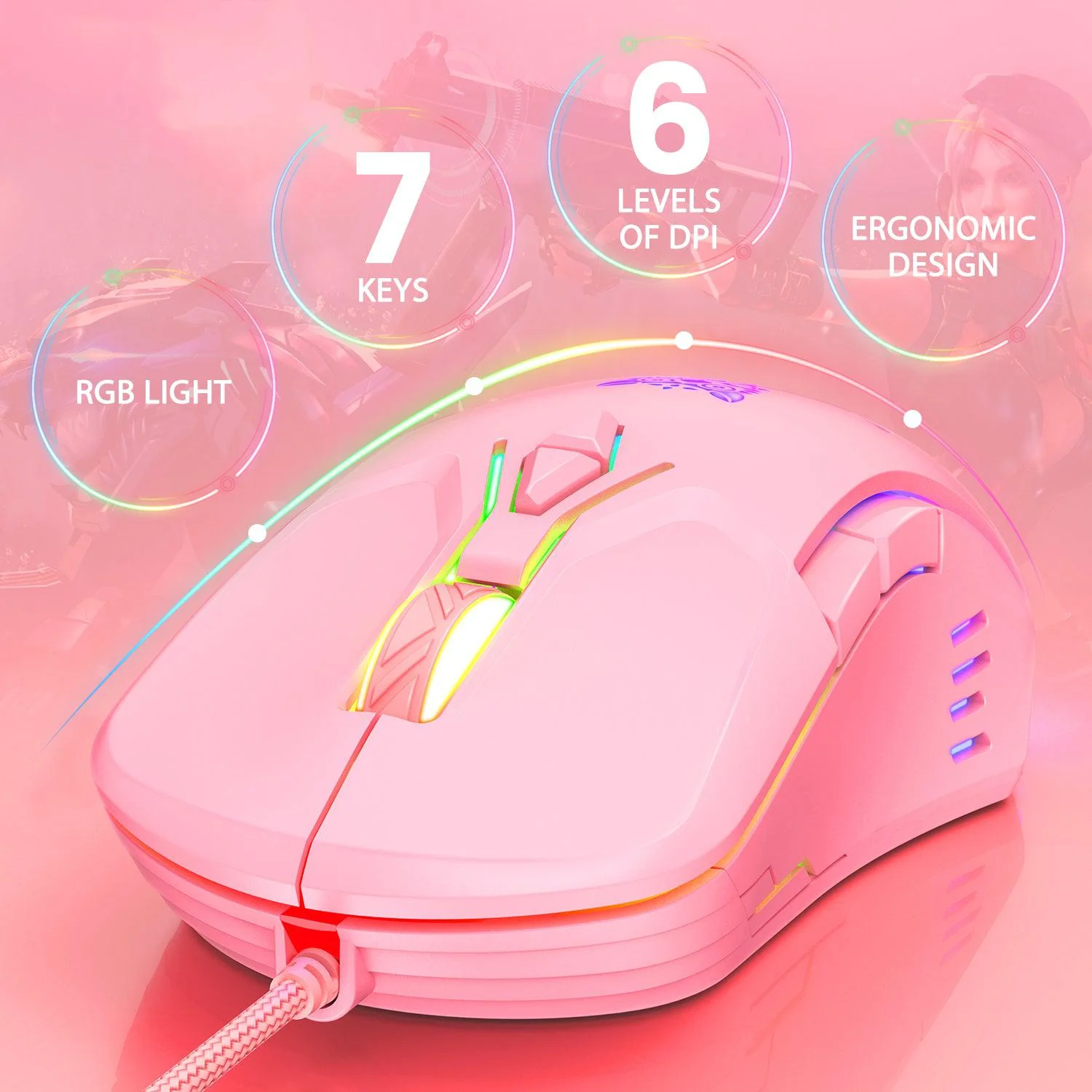 ONIKUMA CW902 Wired Gaming Mouse With Colorful Lighting - Image 9