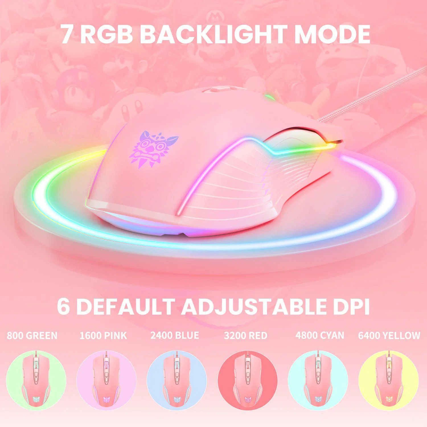 ONIKUMA CW905 6400 DPI Wired Gaming Mouse with Breathing LED Colors - Image 10
