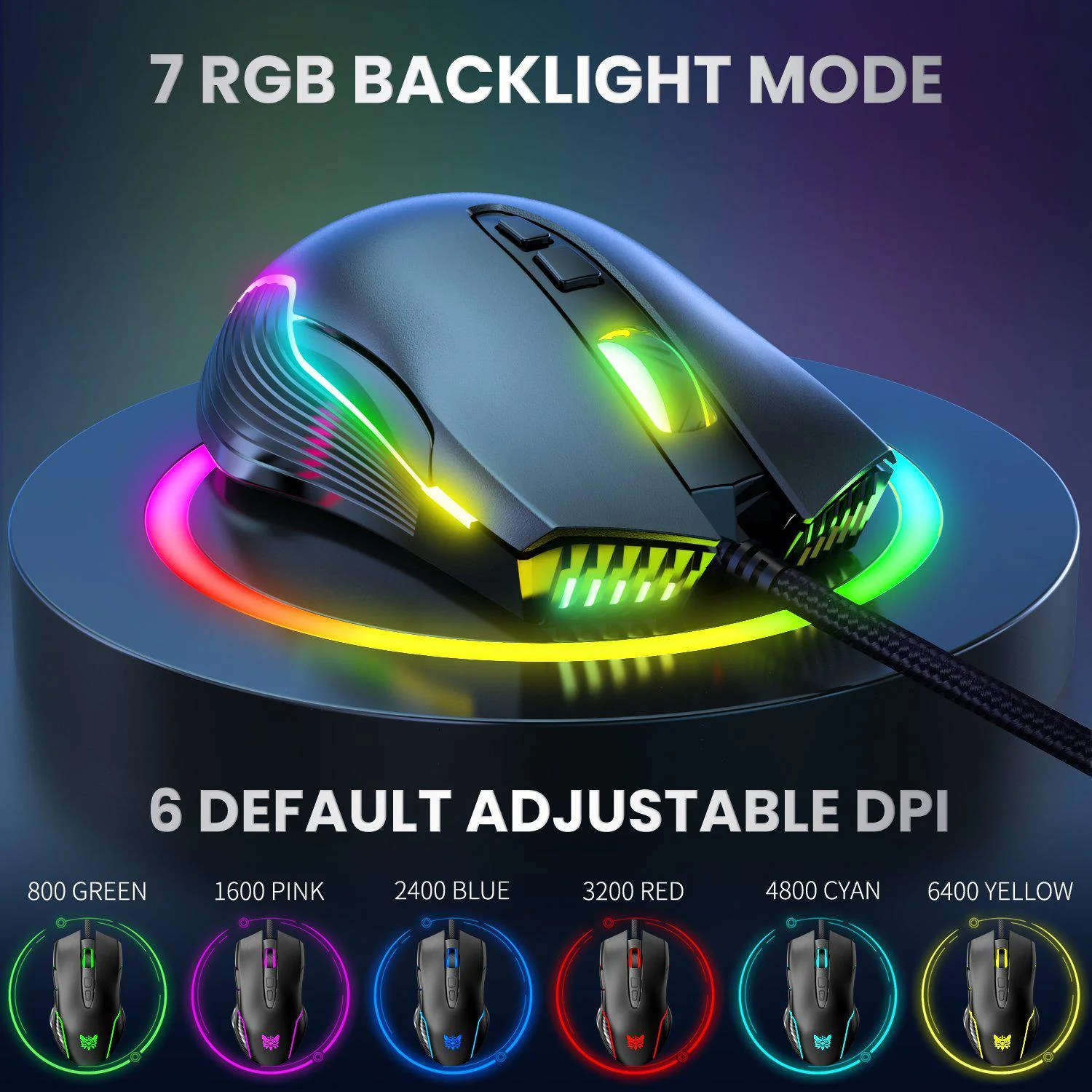 ONIKUMA CW905 6400 DPI Wired Gaming Mouse with Breathing LED Colors - Image 12