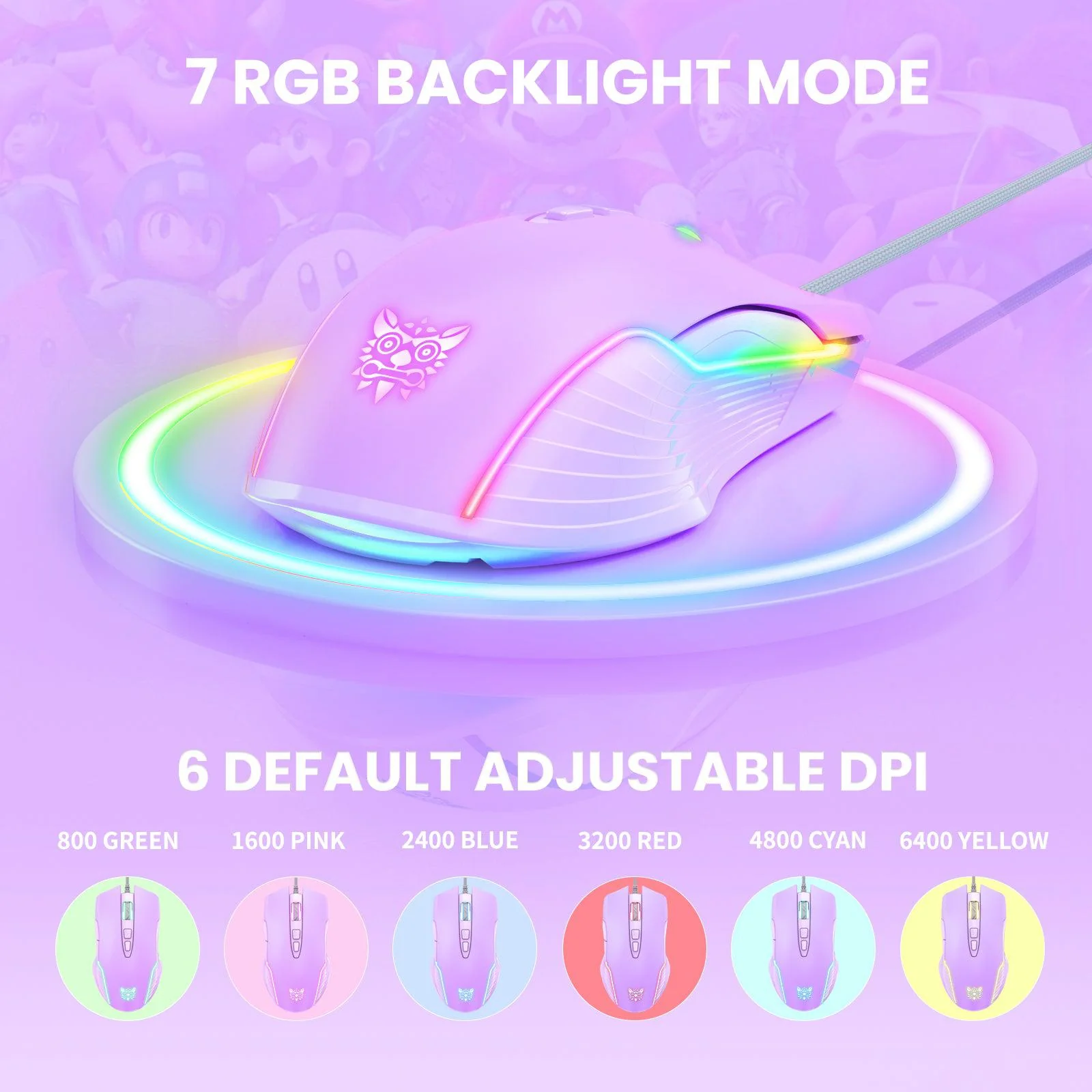 ONIKUMA CW905 6400 DPI Wired Gaming Mouse with Breathing LED Colors - Image 17