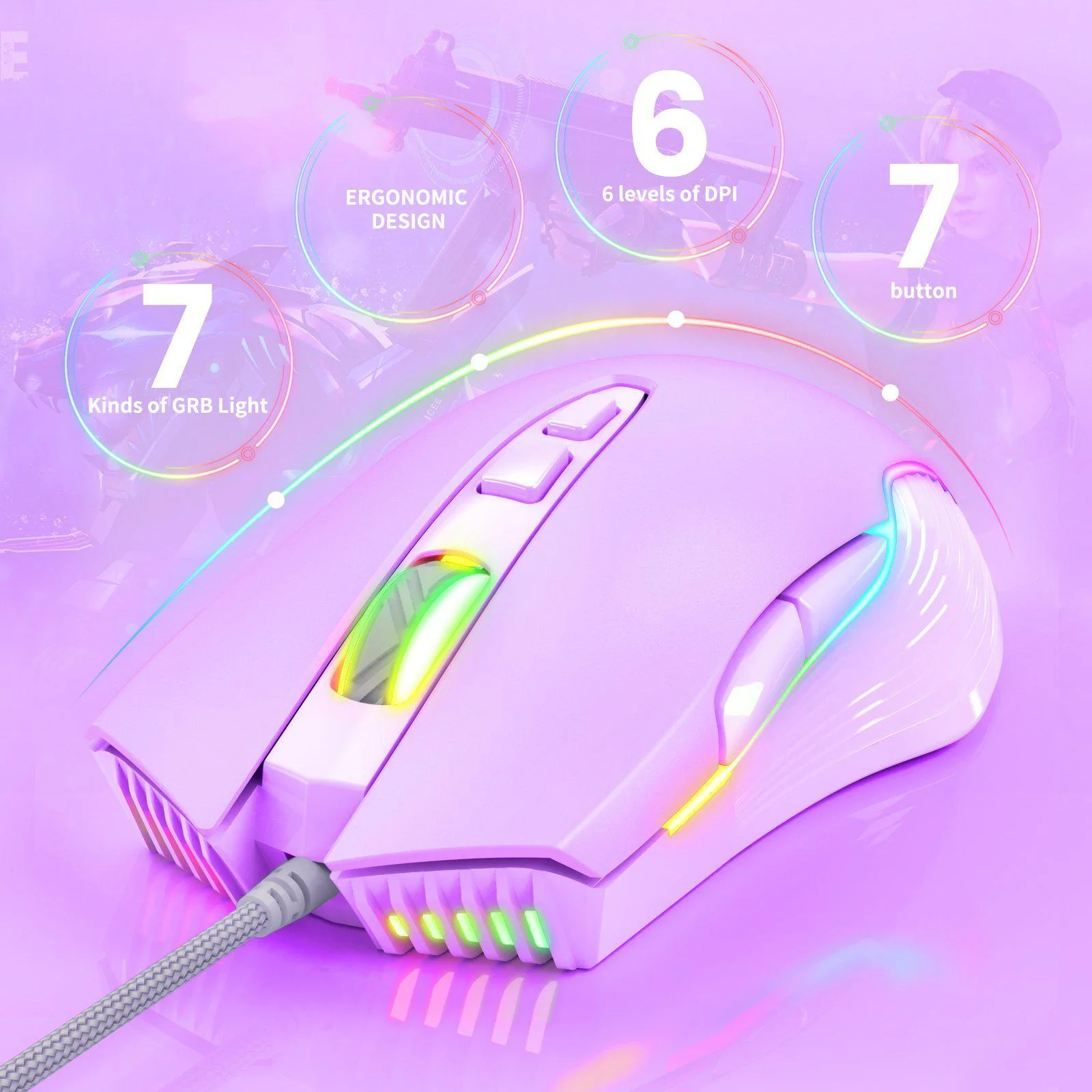 ONIKUMA CW905 6400 DPI Wired Gaming Mouse with Breathing LED Colors - Image 19