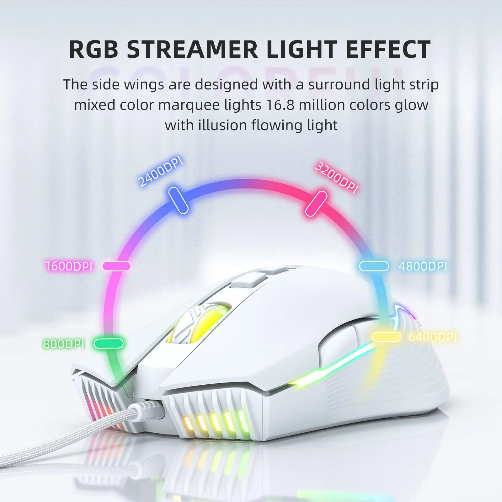 ONIKUMA CW905 6400 DPI Wired Gaming Mouse with Breathing LED Colors - Image 4