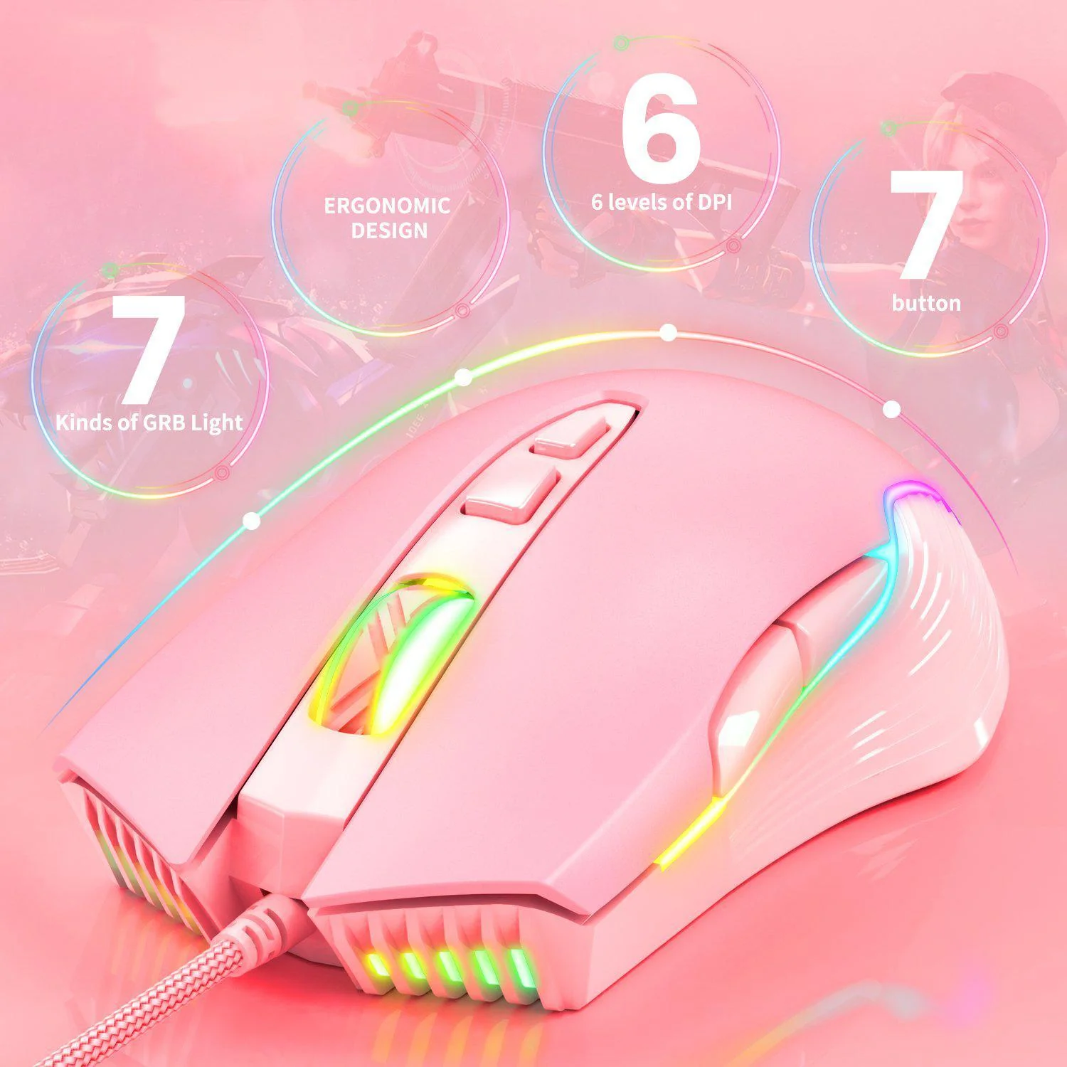 ONIKUMA CW905 6400 DPI Wired Gaming Mouse with Breathing LED Colors - Image 7