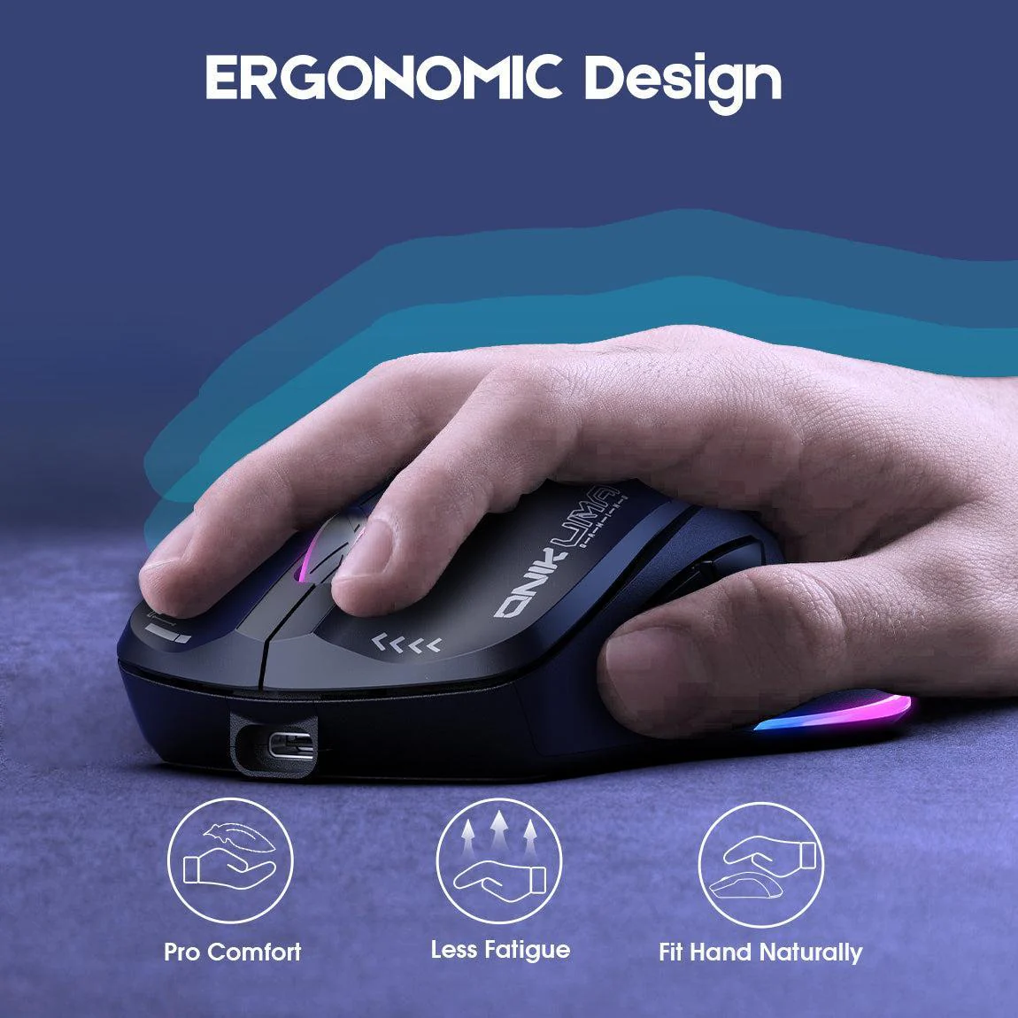 Onikuma CW917 Wireless Gaming Mouse, 4800 DPI Wired/Wireless Gamer Mouse, Dual-Mode Computer Mouse Rechargeable 6 Buttons Reliable Power Capacity and RGB Backlight for PC/Mac/Laptop - Image 10