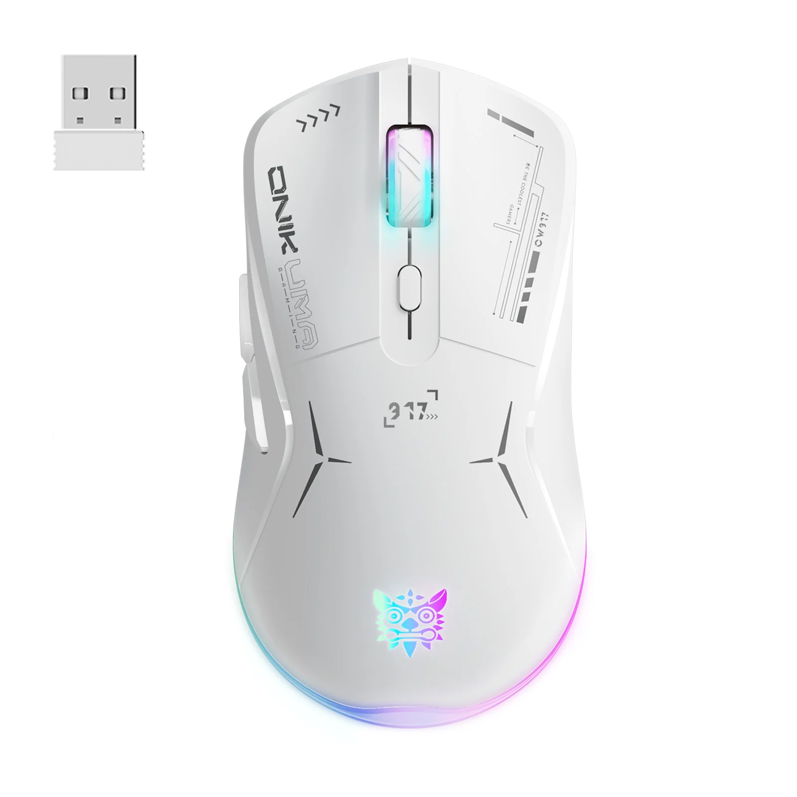 Onikuma CW917 Wireless Gaming Mouse, 4800 DPI Wired/Wireless Gamer Mouse, Dual-Mode Computer Mouse Rechargeable 6 Buttons Reliable Power Capacity and RGB Backlight for PC/Mac/Laptop - Image 11