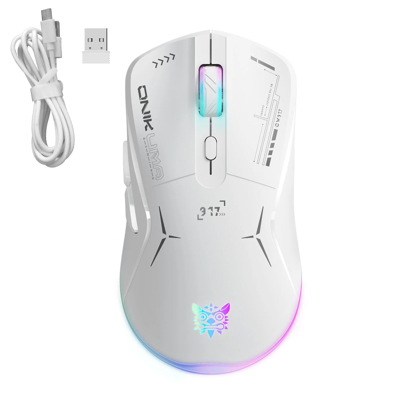 Onikuma CW917 Wireless Gaming Mouse, 4800 DPI Wired/Wireless Gamer Mouse, Dual-Mode Computer Mouse Rechargeable 6 Buttons Reliable Power Capacity and RGB Backlight for PC/Mac/Laptop - Image 12