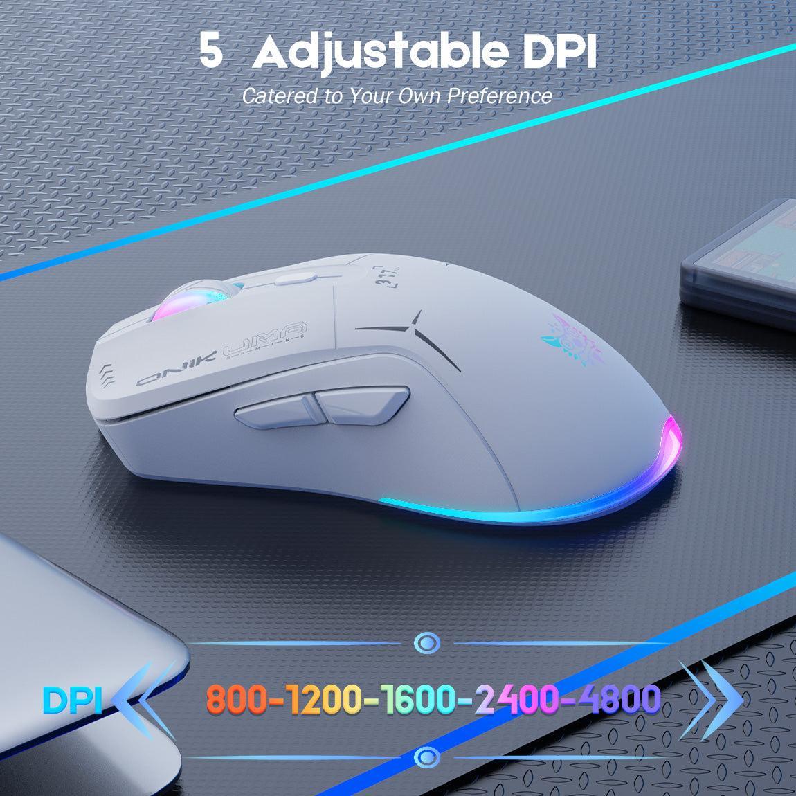 Onikuma CW917 Wireless Gaming Mouse, 4800 DPI Wired/Wireless Gamer Mouse, Dual-Mode Computer Mouse Rechargeable 6 Buttons Reliable Power Capacity and RGB Backlight for PC/Mac/Laptop - Image 14