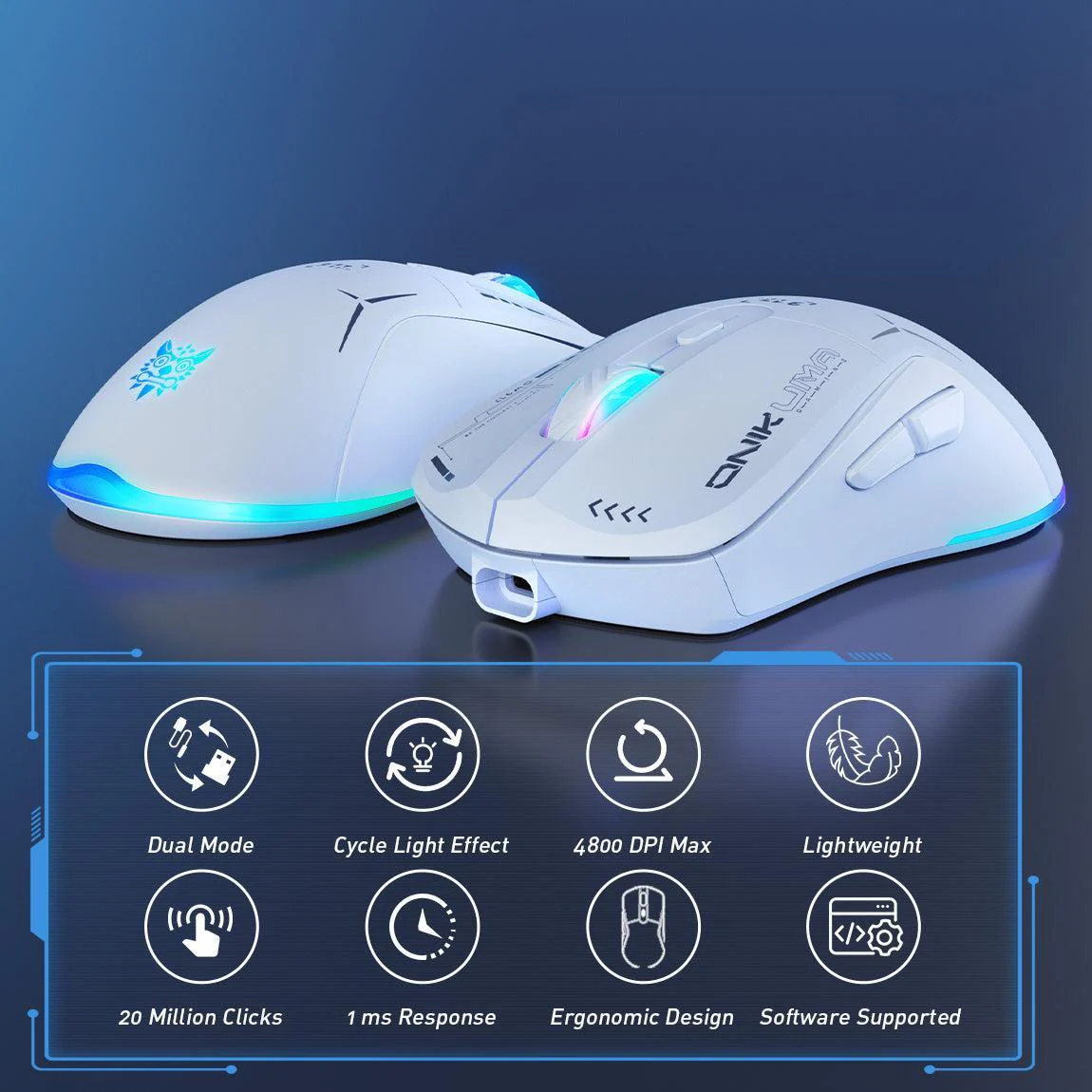 Onikuma CW917 Wireless Gaming Mouse, 4800 DPI Wired/Wireless Gamer Mouse, Dual-Mode Computer Mouse Rechargeable 6 Buttons Reliable Power Capacity and RGB Backlight for PC/Mac/Laptop - Image 15