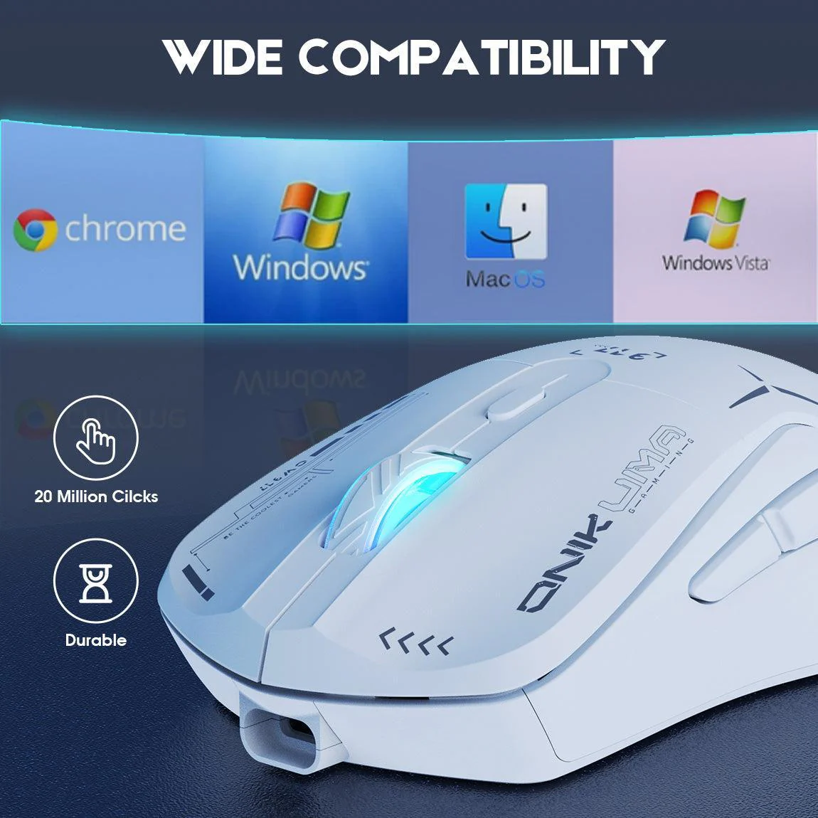 Onikuma CW917 Wireless Gaming Mouse, 4800 DPI Wired/Wireless Gamer Mouse, Dual-Mode Computer Mouse Rechargeable 6 Buttons Reliable Power Capacity and RGB Backlight for PC/Mac/Laptop - Image 17