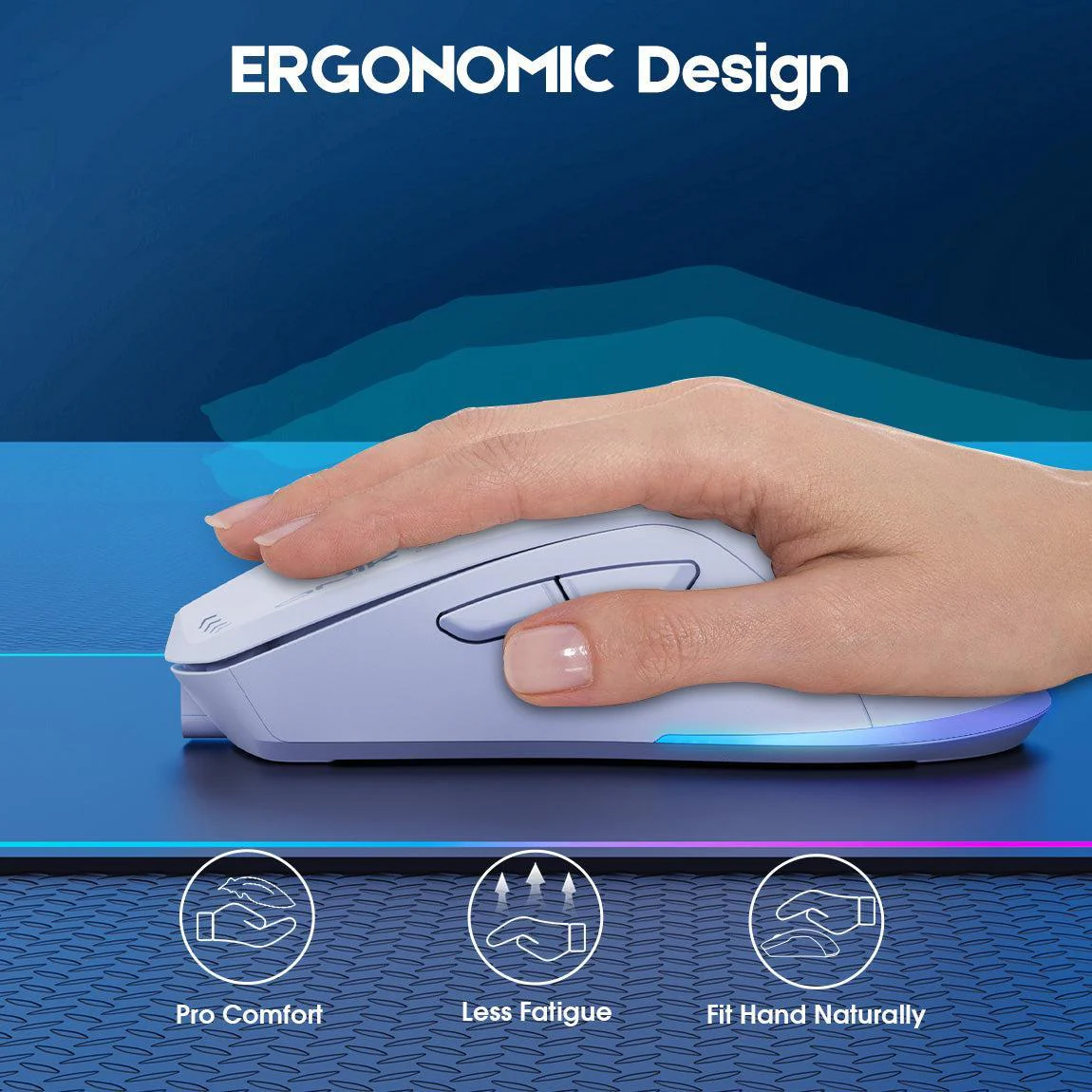 Onikuma CW917 Wireless Gaming Mouse, 4800 DPI Wired/Wireless Gamer Mouse, Dual-Mode Computer Mouse Rechargeable 6 Buttons Reliable Power Capacity and RGB Backlight for PC/Mac/Laptop - Image 18