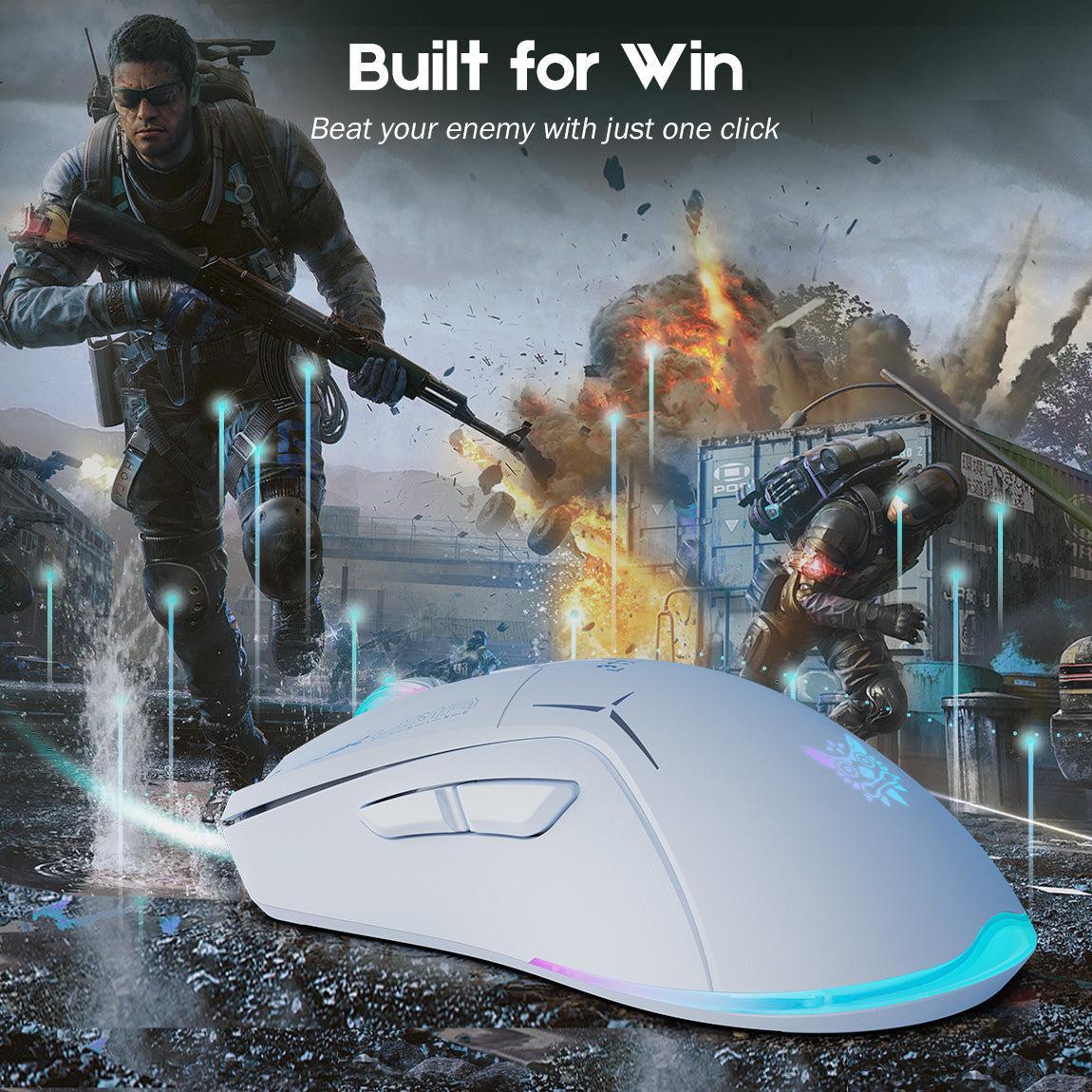 Onikuma CW917 Wireless Gaming Mouse, 4800 DPI Wired/Wireless Gamer Mouse, Dual-Mode Computer Mouse Rechargeable 6 Buttons Reliable Power Capacity and RGB Backlight for PC/Mac/Laptop - Image 4