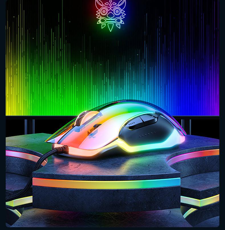 ONIKUMA CW925 RGB Backlit Wired Gaming Mouse, Up to 12800 DPI, Light weight, Transparent Black - Image 8
