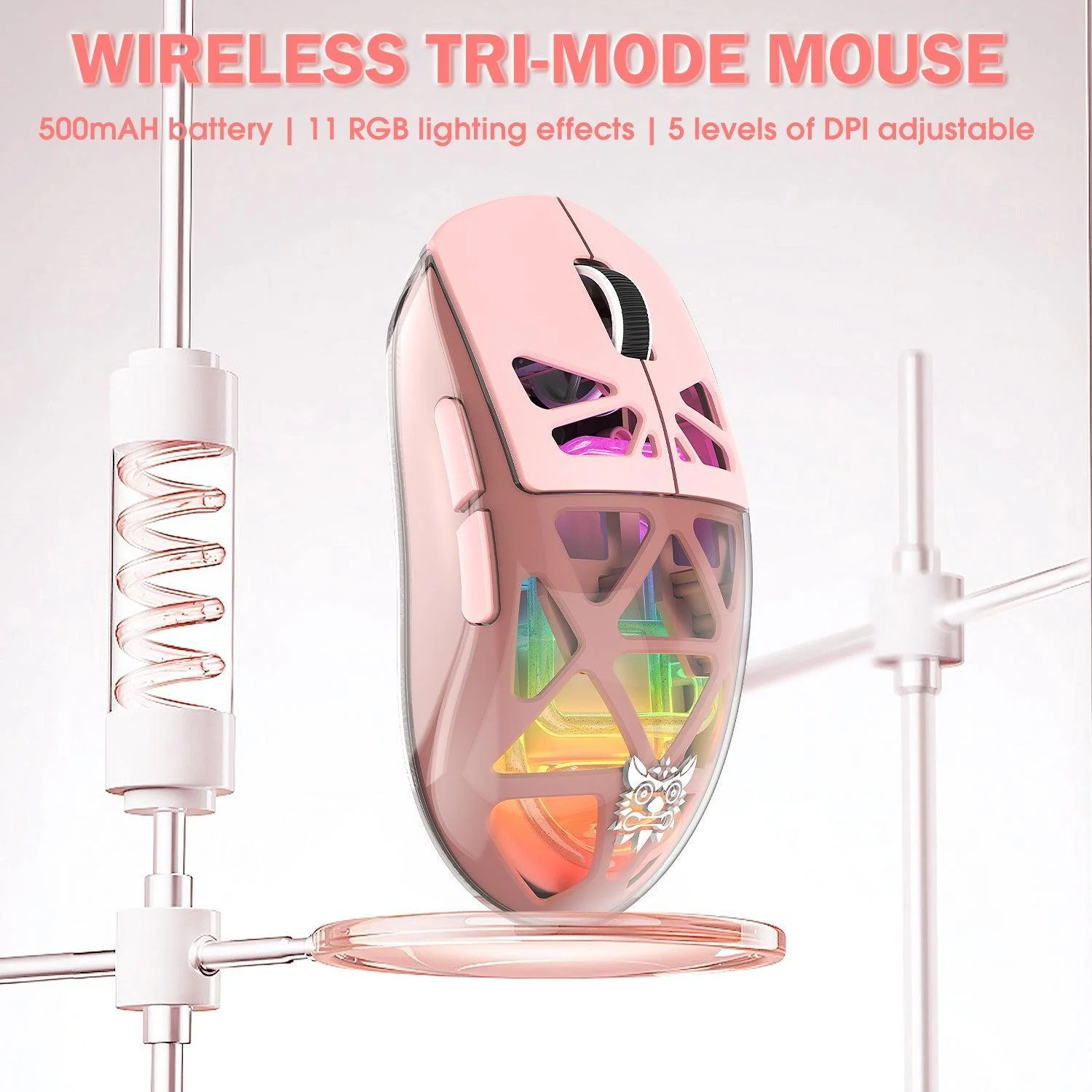 ONIKUMA CW930 Tri-Mode Wireless Gaming Mouse with RGB Lighting & 500mAH Battery - Image 11