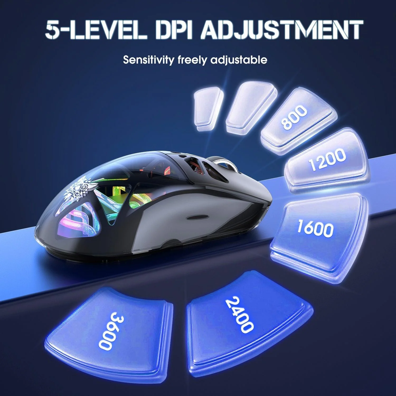 ONIKUMA CW930 Tri-Mode Wireless Gaming Mouse with RGB Lighting & 500mAH Battery - Image 16