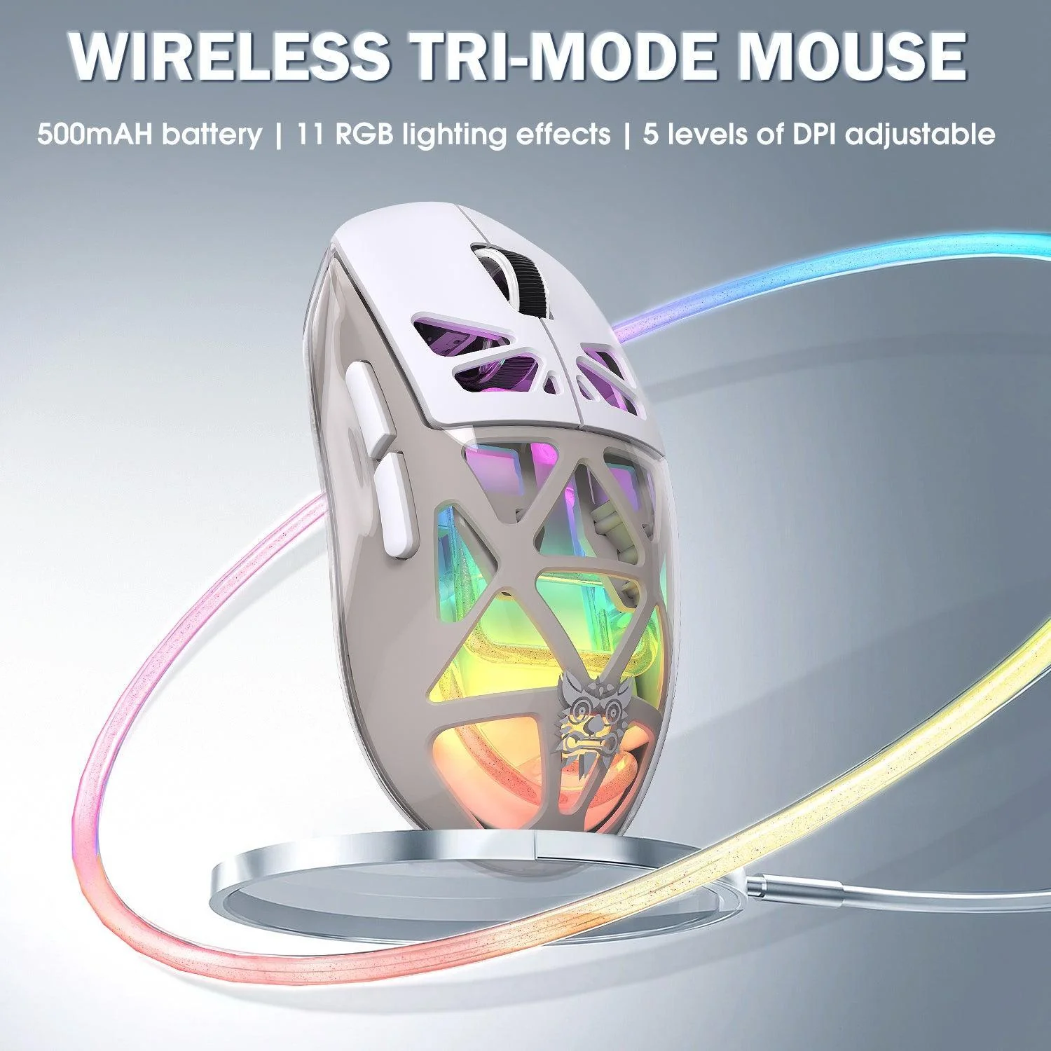 ONIKUMA CW930 Tri-Mode Wireless Gaming Mouse with RGB Lighting & 500mAH Battery - Image 5
