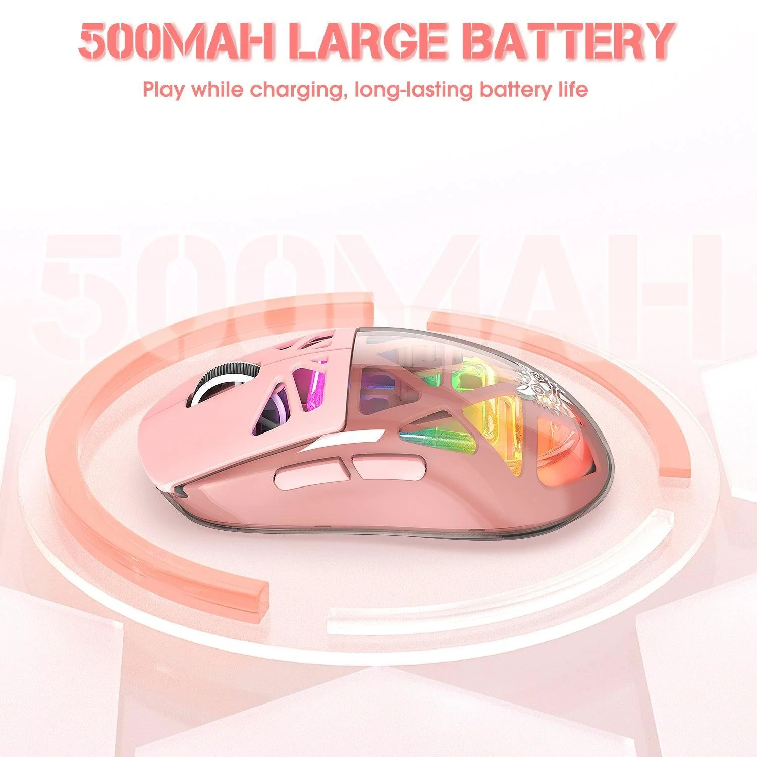 ONIKUMA CW930 Tri-Mode Wireless Gaming Mouse with RGB Lighting & 500mAH Battery - Image 8