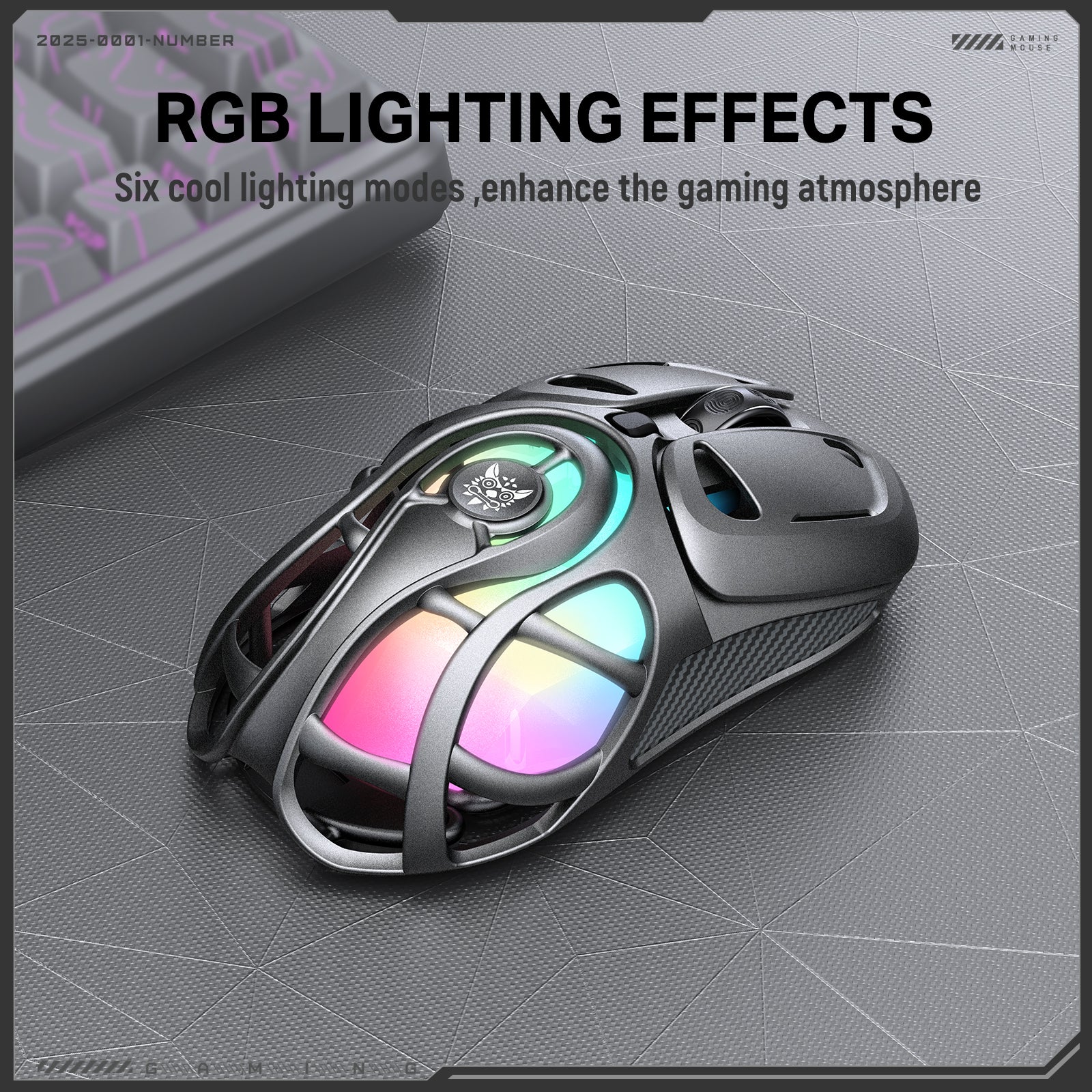 ONIKUMA DM02 Tri-Mode RGB Gaming Mouse - Lightweight Honeycomb Shell, 1000Hz Polling Rate & 6-Level DPI - Image 10