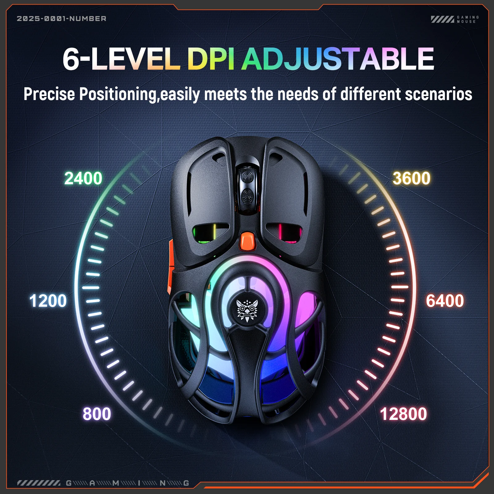 ONIKUMA DM02 Tri-Mode RGB Gaming Mouse - Lightweight Honeycomb Shell, 1000Hz Polling Rate & 6-Level DPI - Image 5