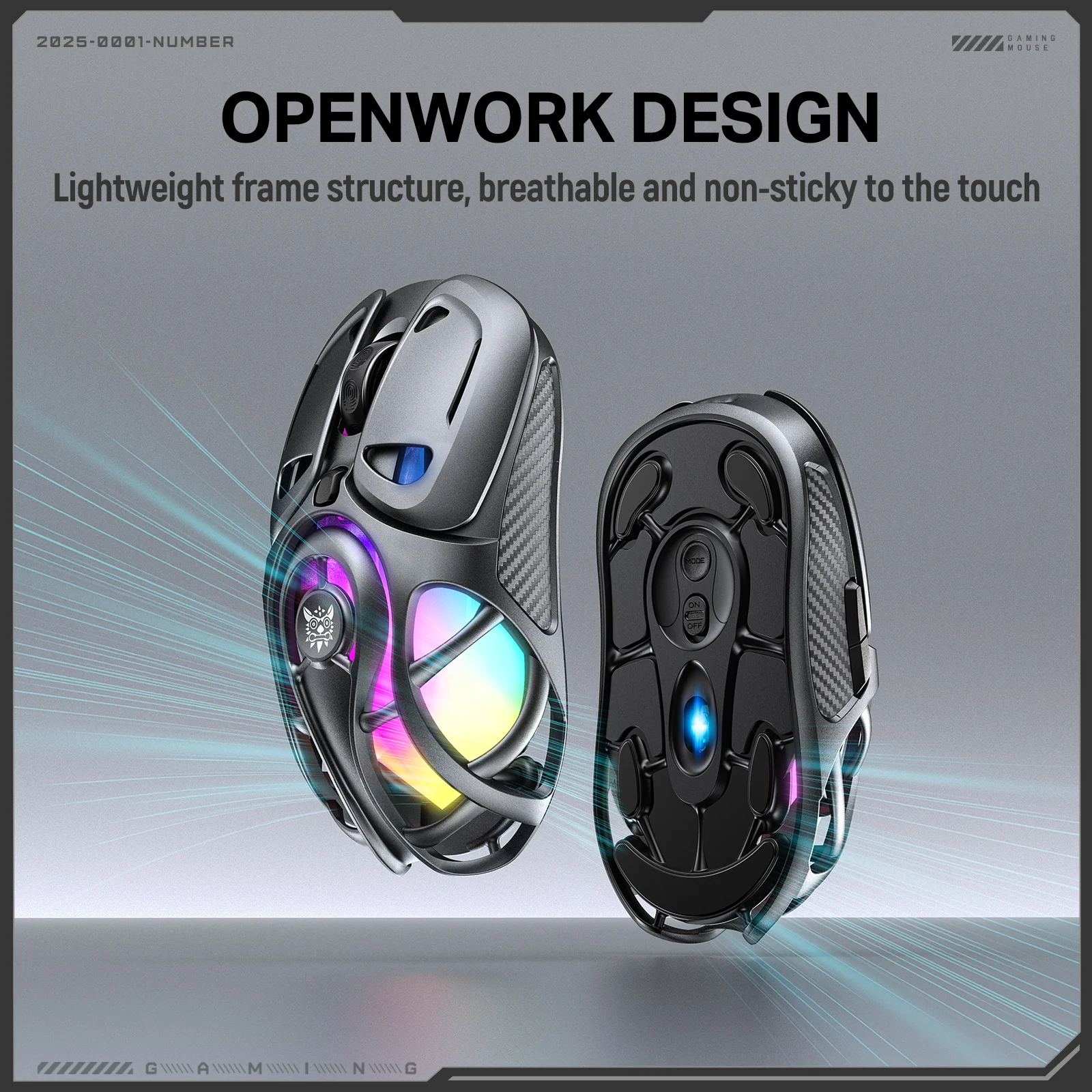 ONIKUMA DM02 Tri-Mode RGB Gaming Mouse - Lightweight Honeycomb Shell, 1000Hz Polling Rate & 6-Level DPI - Image 9