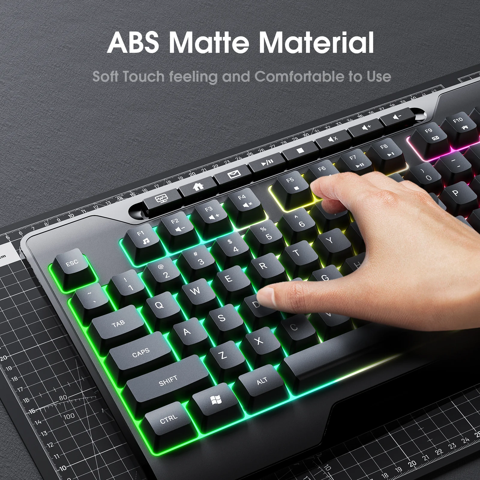 ONIKUMA G32 Matte Black Wired Gaming Keyboard with RGB Backlit Matte Key Caps - Image 4