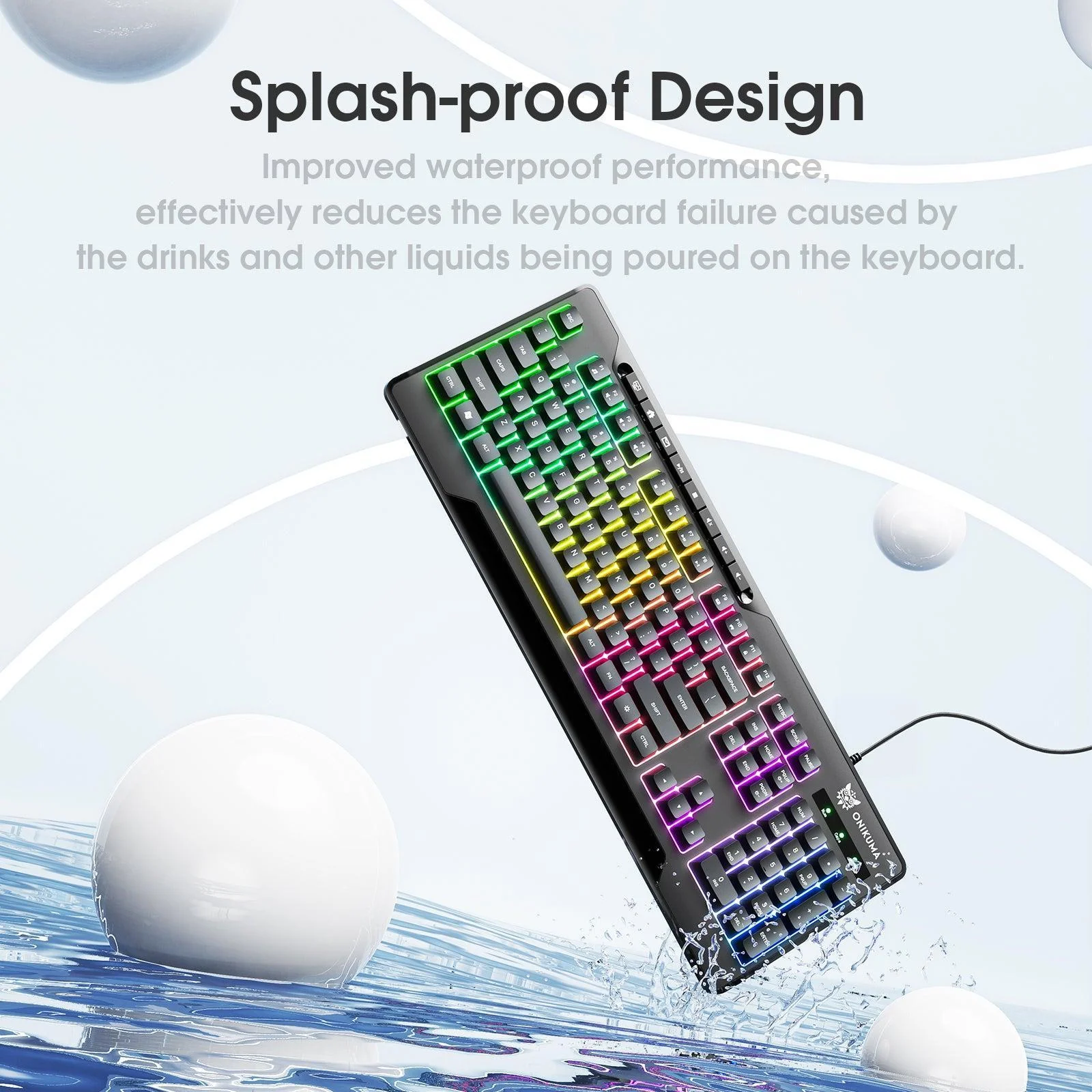 ONIKUMA G32 Matte Black Wired Gaming Keyboard with RGB Backlit Matte Key Caps - Image 6