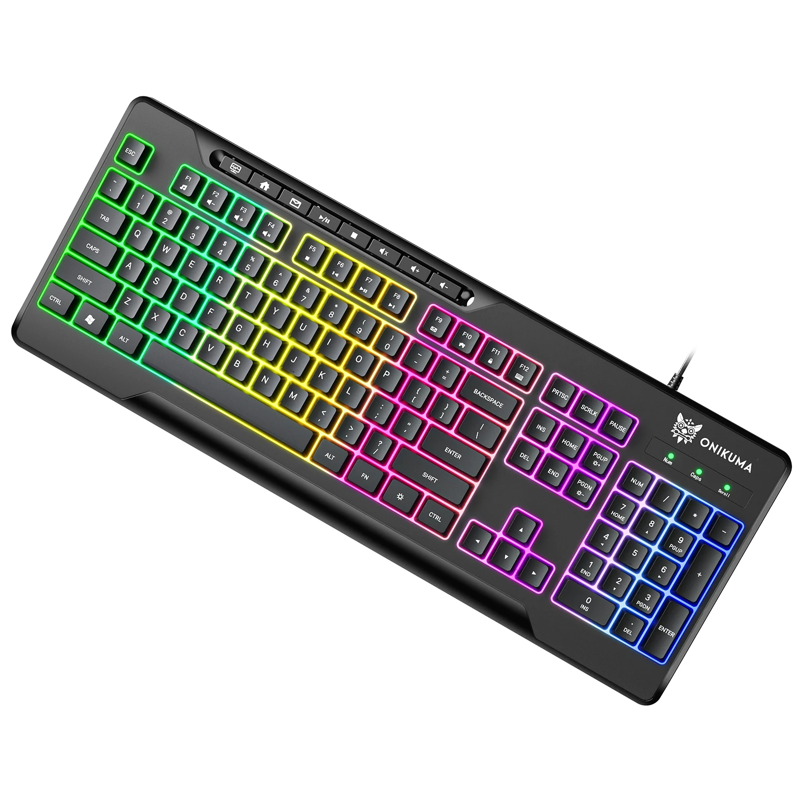 ONIKUMA G32 Matte Black Wired Gaming Keyboard with RGB Backlit Matte Key Caps - Image 9