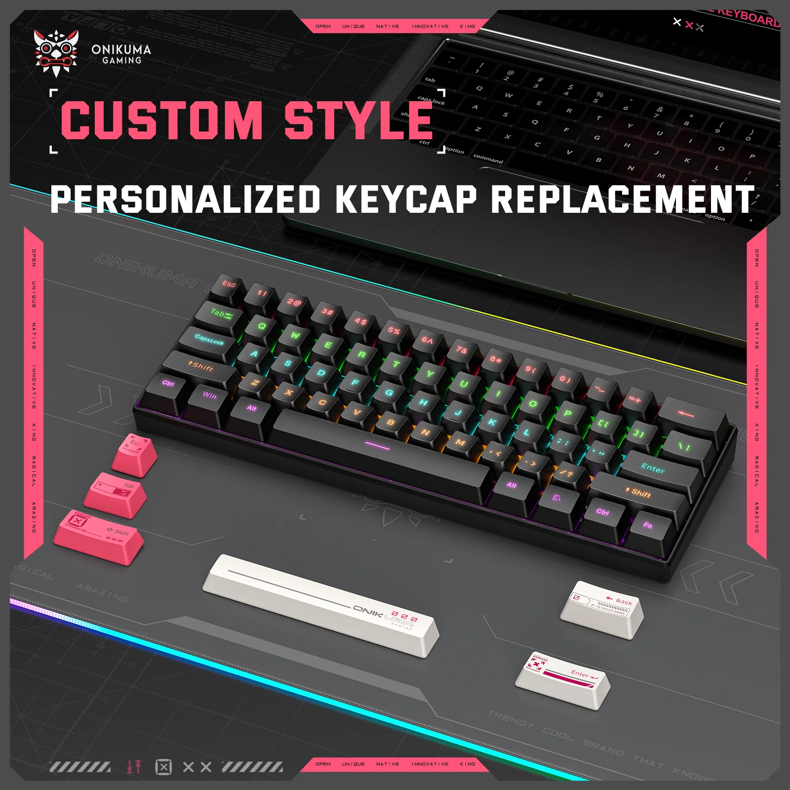 Onikuma G55 gaming mechanical keyboard - 61 key compact RGB keyboard - Image 6