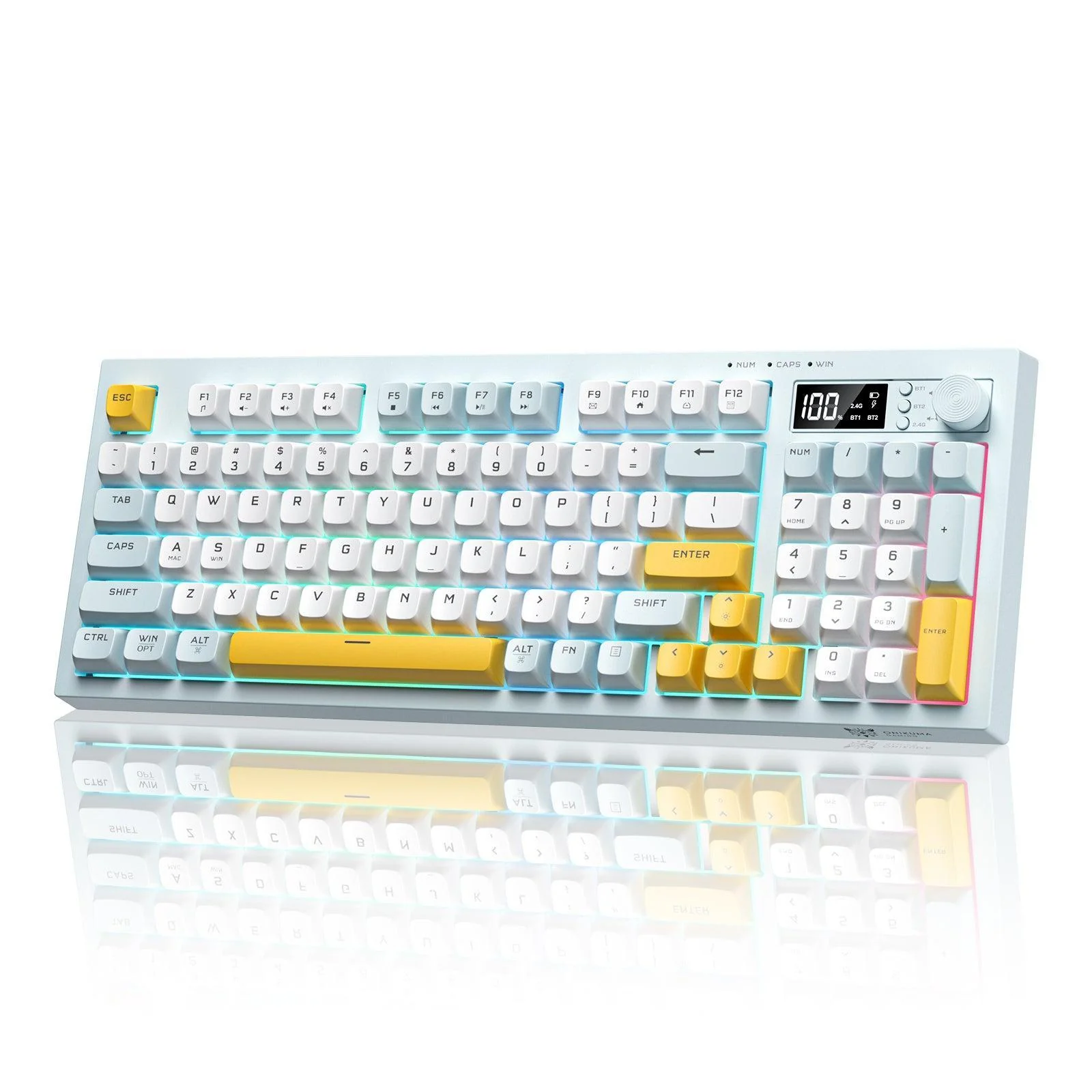 ONIKUMA G80 94 Keys Wireless Keyboard with LCD Screen & Multifunction Knob:3-Mode Connectivity (BT/2.4G/USB-C) - Image 7
