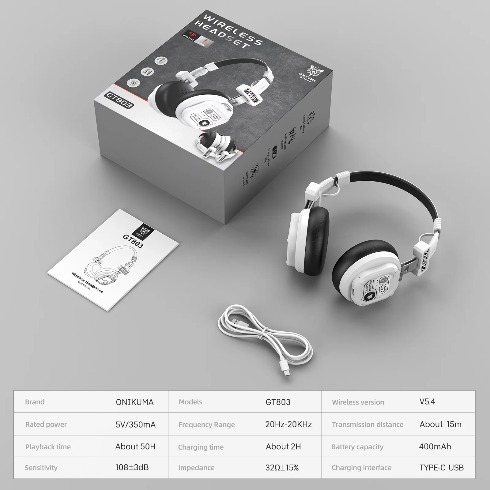 ‌ONIKUMA GT803 Wireless Gaming Headset‌ – Ultra-Light Foldable Design, 50H Playback, Bluetooth 5.4, Multi-Platform Compatibility - Image 16
