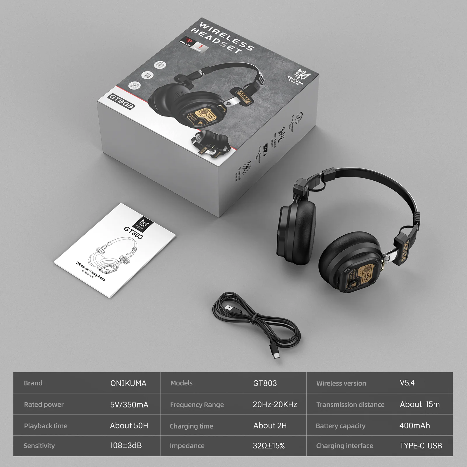 ‌ONIKUMA GT803 Wireless Gaming Headset‌ – Ultra-Light Foldable Design, 50H Playback, Bluetooth 5.4, Multi-Platform Compatibility - Image 8