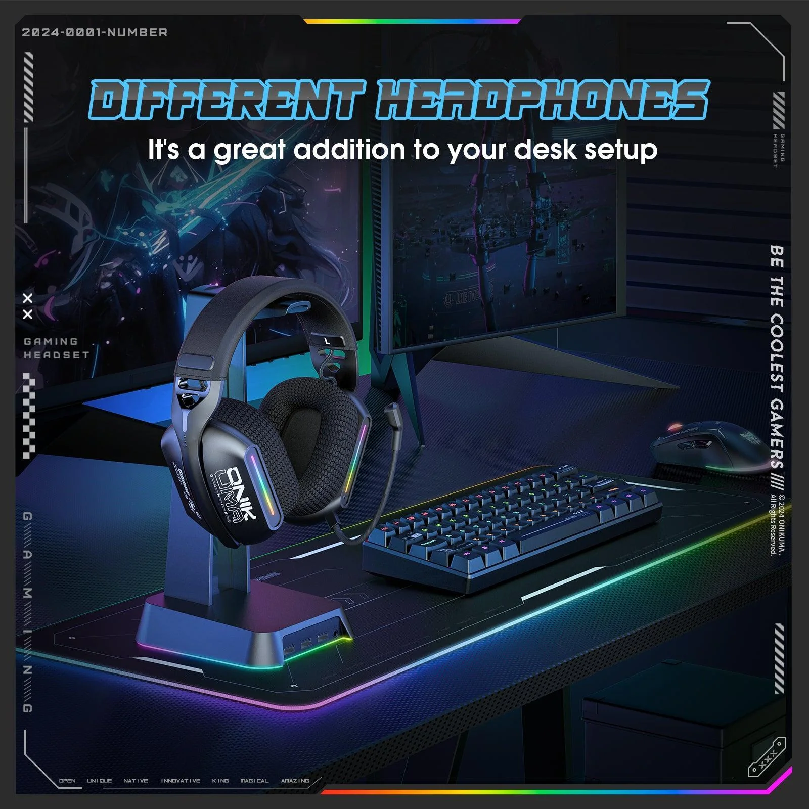 ONIKUMA GT808 Gaming Headset Headworn Bluetooth 2.4g Wired Wireless Lightweight E-Sports Gamer Headphone - Image 4