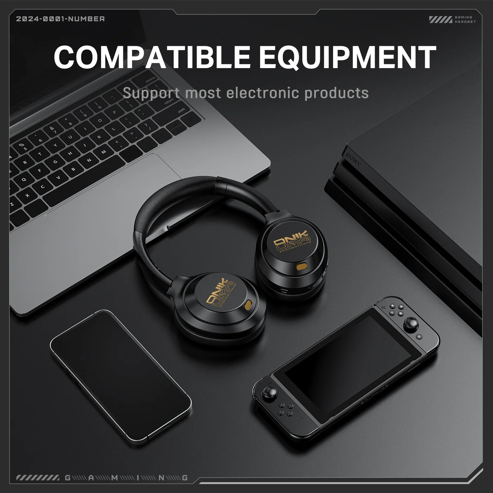 ONIKUMA GT811 Noise Reduction Gaming Headset Headworn Bluetooth 3.5mm Socket Device Connetion Wired Wirelss Lightweight E-Sports Headphone - Image 5
