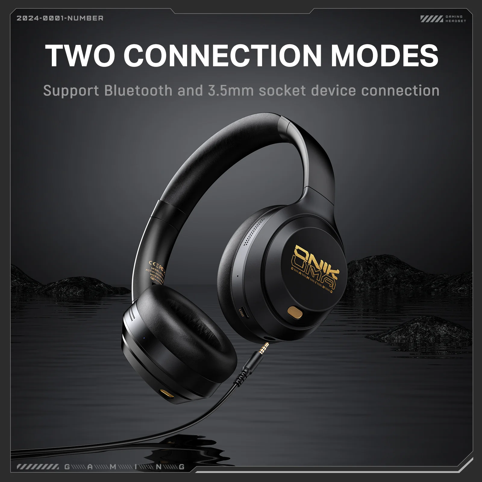 ONIKUMA GT811 Noise Reduction Gaming Headset Headworn Bluetooth 3.5mm Socket Device Connetion Wired Wirelss Lightweight E-Sports Headphone - Image 6