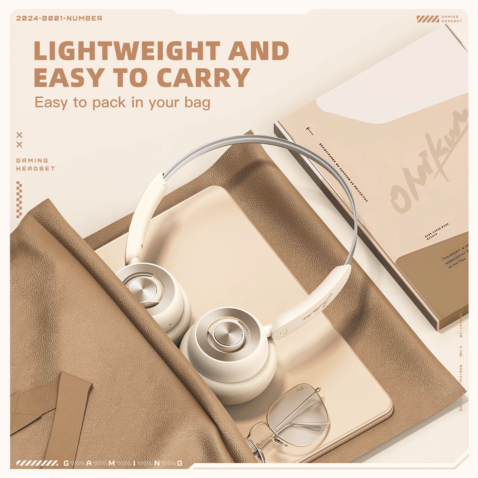 ONIKUMA GT820 Fashion Headphones Headset Headworn Bluetooth Wirelss Lightweight Headphone - Image 4