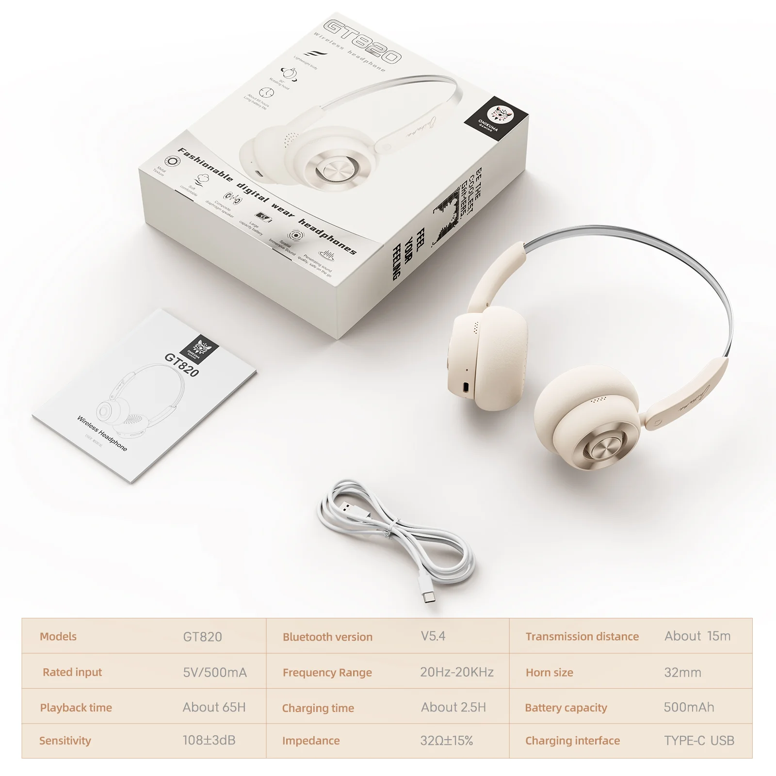 ONIKUMA GT820 Fashion Headphones Headset Headworn Bluetooth Wirelss Lightweight Headphone - Image 8