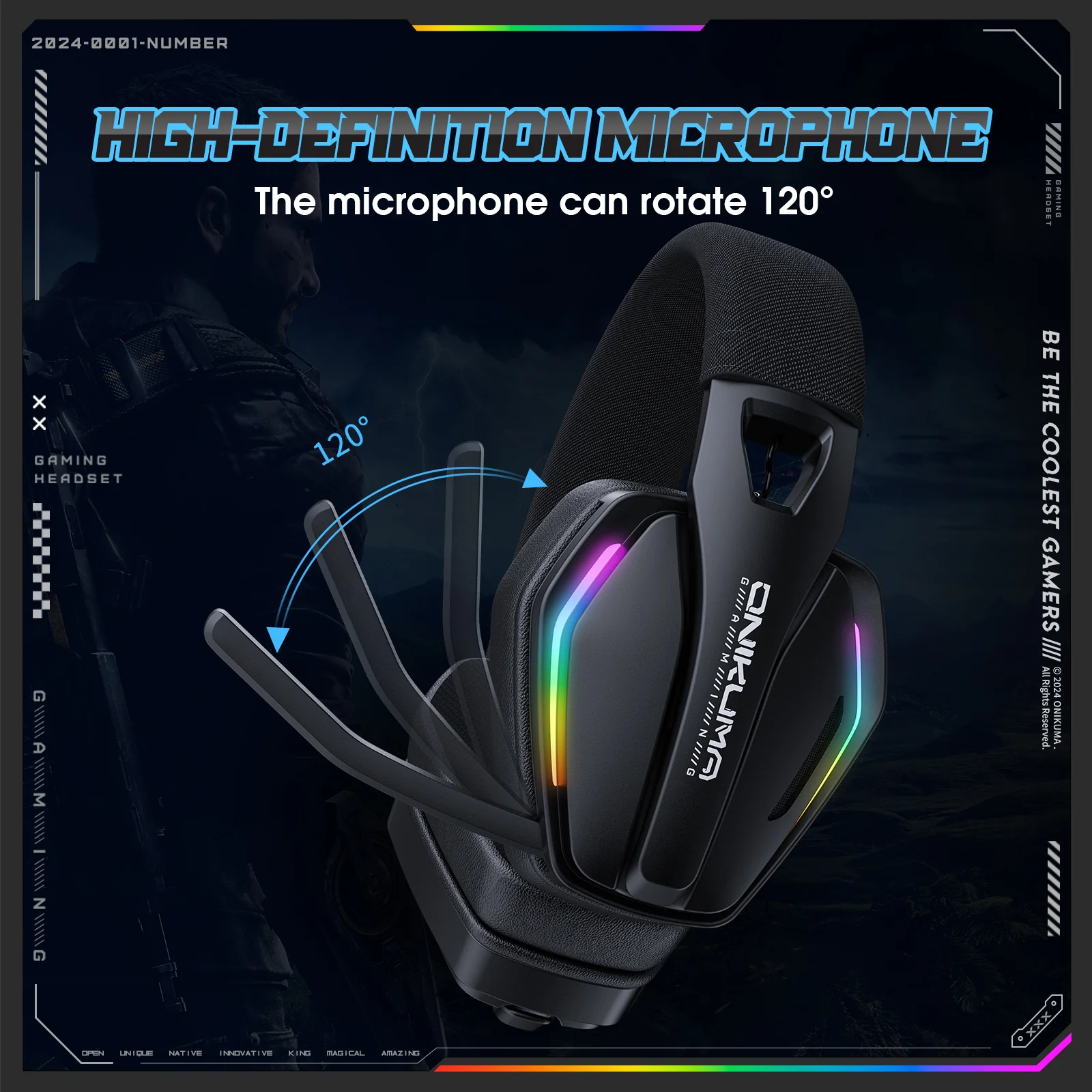 ONIKUMA GT826 Gaming Headset Headworn Bluetooth 2.4GHz Wired Wirelss three modes Lightweight Headphone - Image 3