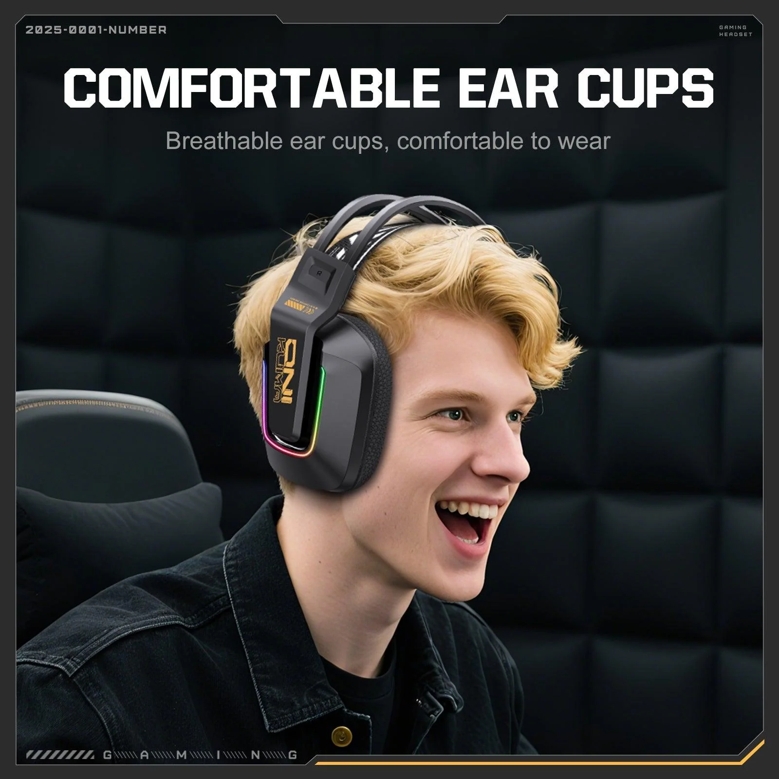 ONIKUMA GT828 Multi-Mode Gaming Headset – 45H Playback, Bluetooth 5.4/Wired/2.4GHz, Memory Foam Comfort - Image 6