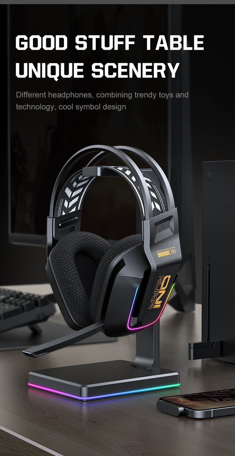 ONIKUMA GT828 Multi-Mode Gaming Headset – 45H Playback, Bluetooth 5.4/Wired/2.4GHz, Memory Foam Comfort - Image 9