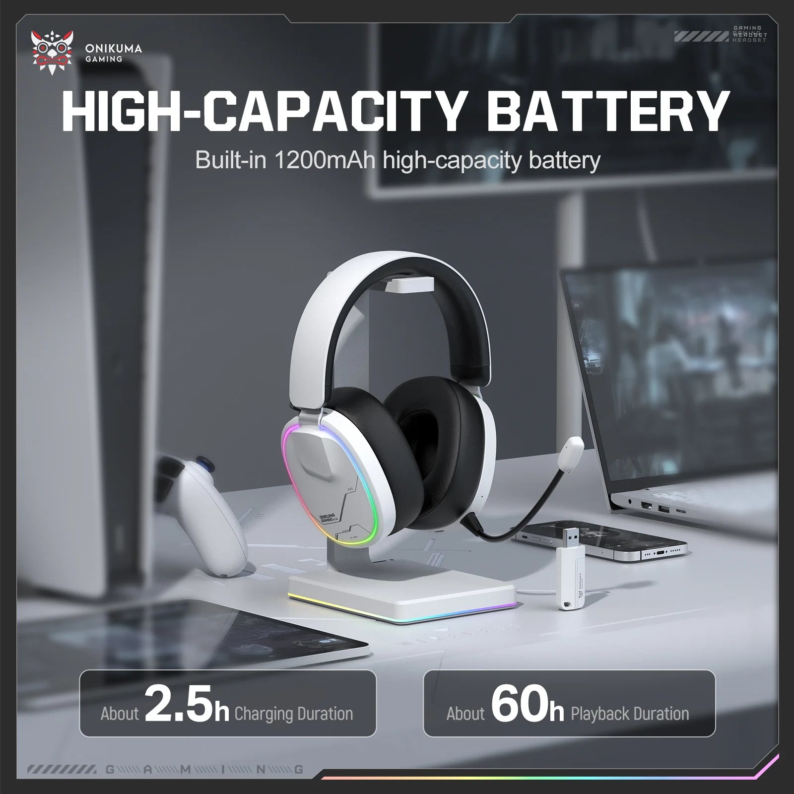 ‌ONIKUMA GT836 Gaming Headset with Four-Mode Connectivity - Image 12