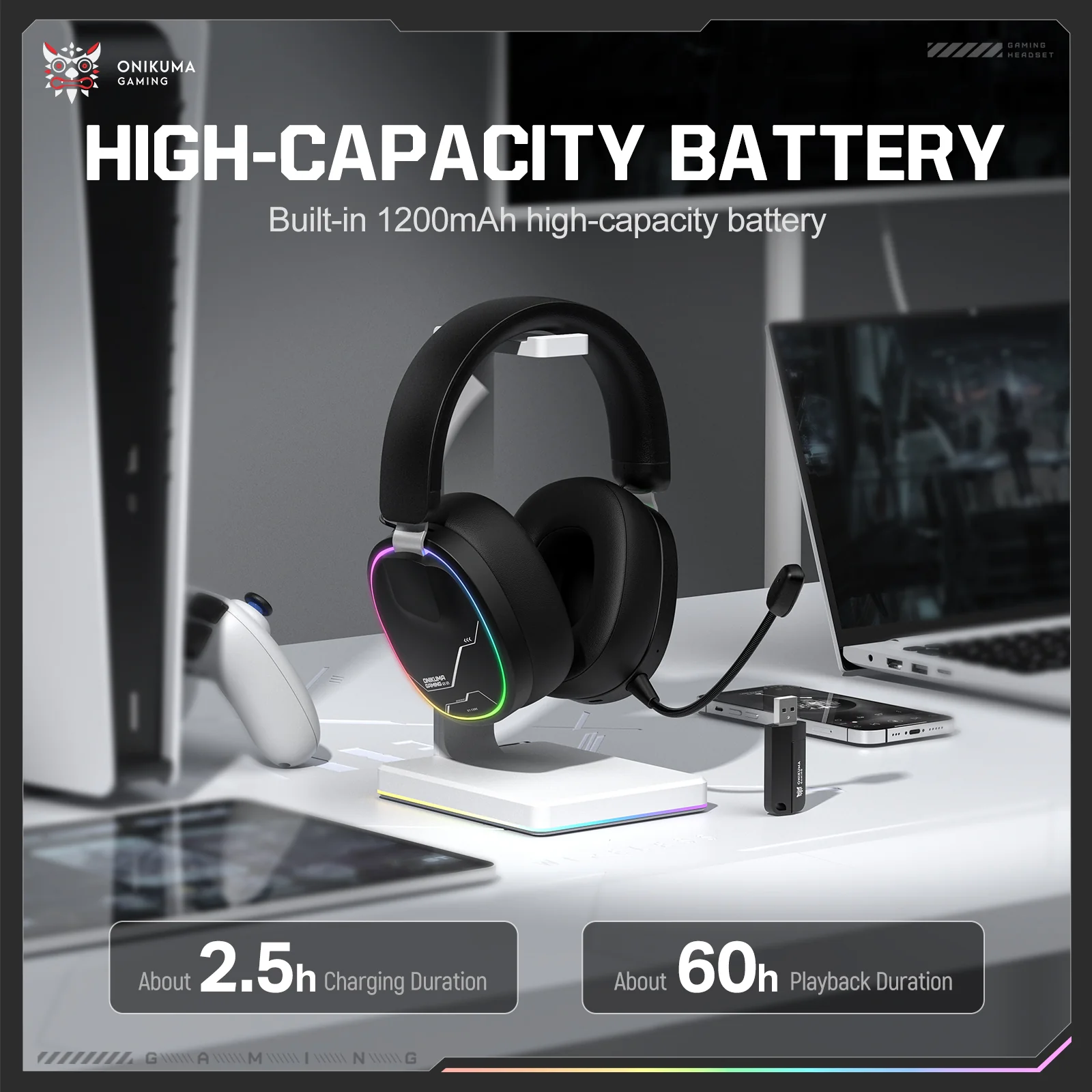 ‌ONIKUMA GT836 Gaming Headset with Four-Mode Connectivity - Image 5