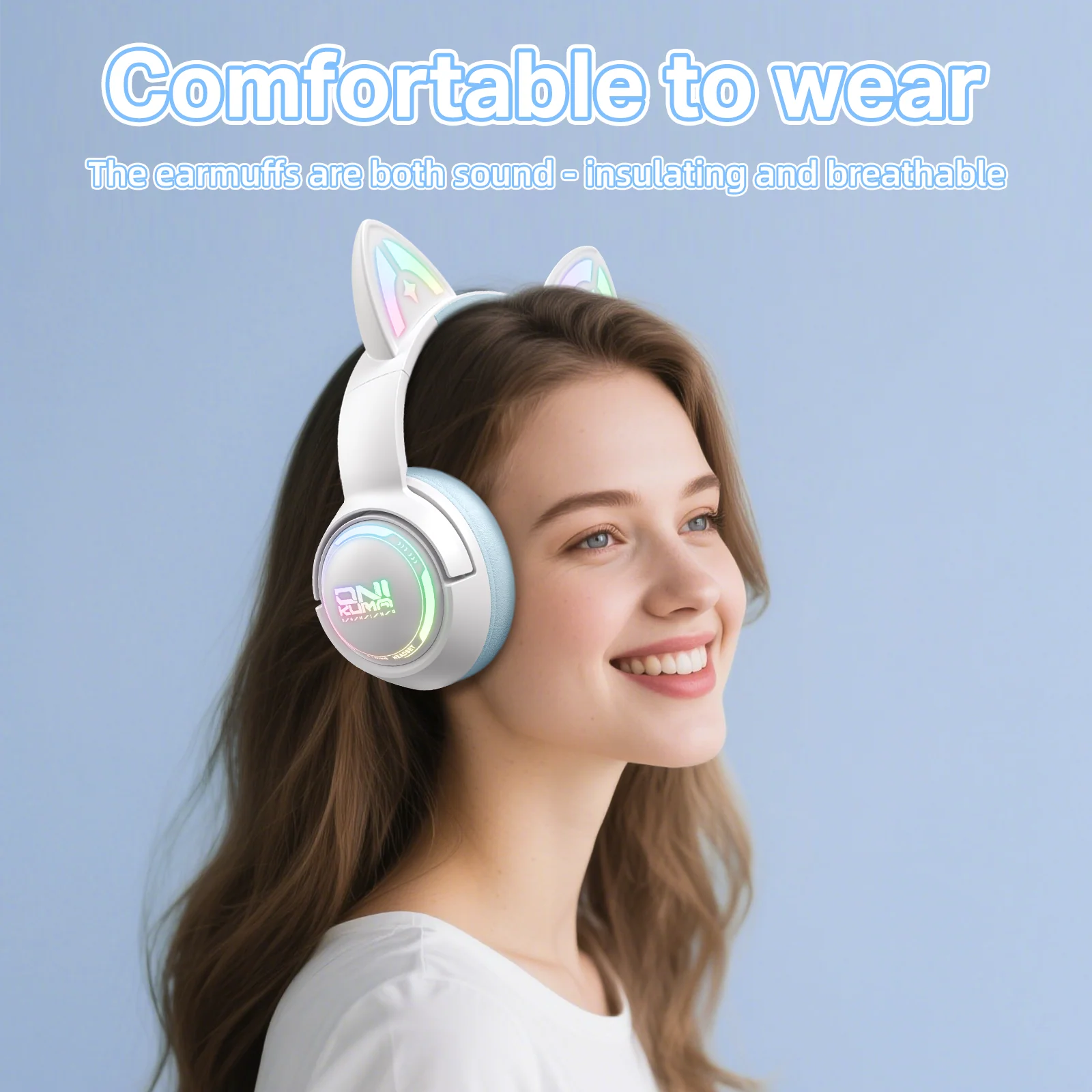 ONIKUMA GT838 Gaming Headset Muli-device Compatible 2.4G/Wireless/USB/Type-C HD Built-in Microphone Cat Ear with RGB - Image 14