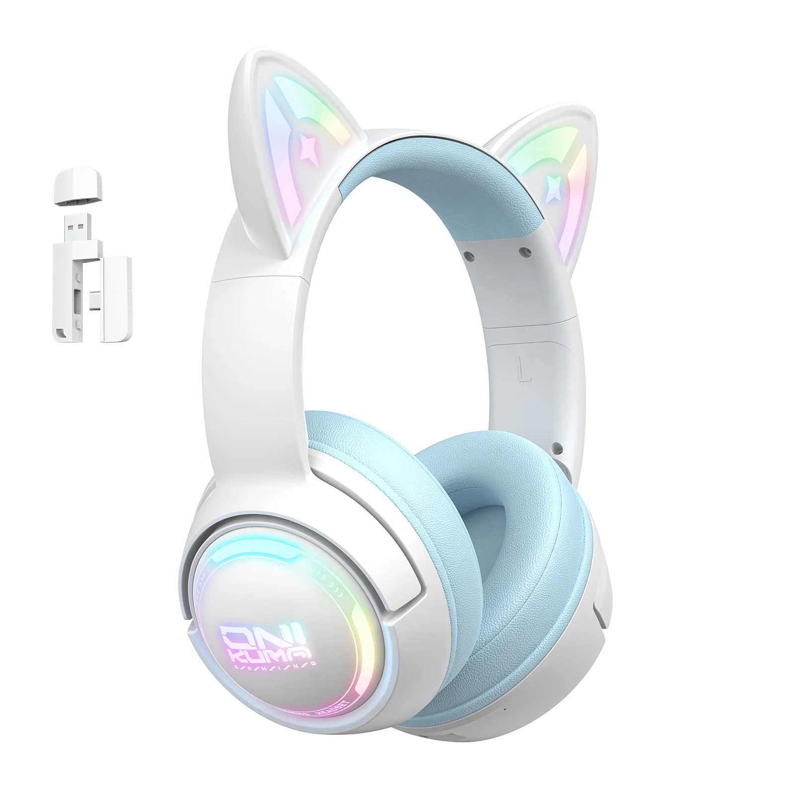 ONIKUMA GT838 Gaming Headset Muli-device Compatible 2.4G/Wireless/USB/Type-C HD Built-in Microphone Cat Ear with RGB - Image 16