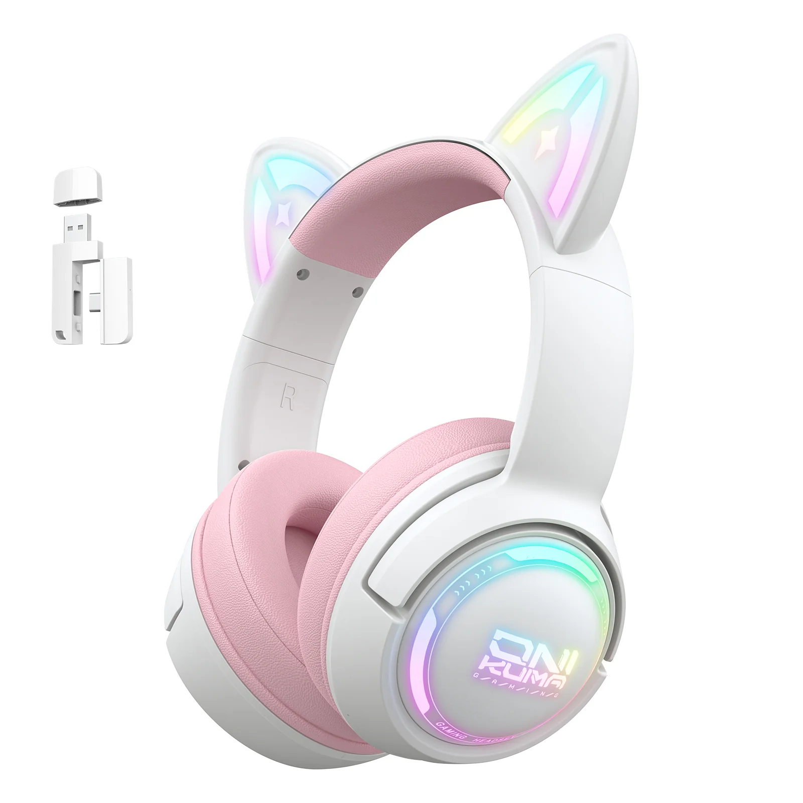 ONIKUMA GT838 Gaming Headset Muli-device Compatible 2.4G/Wireless/USB/Type-C HD Built-in Microphone Cat Ear with RGB - Image 6