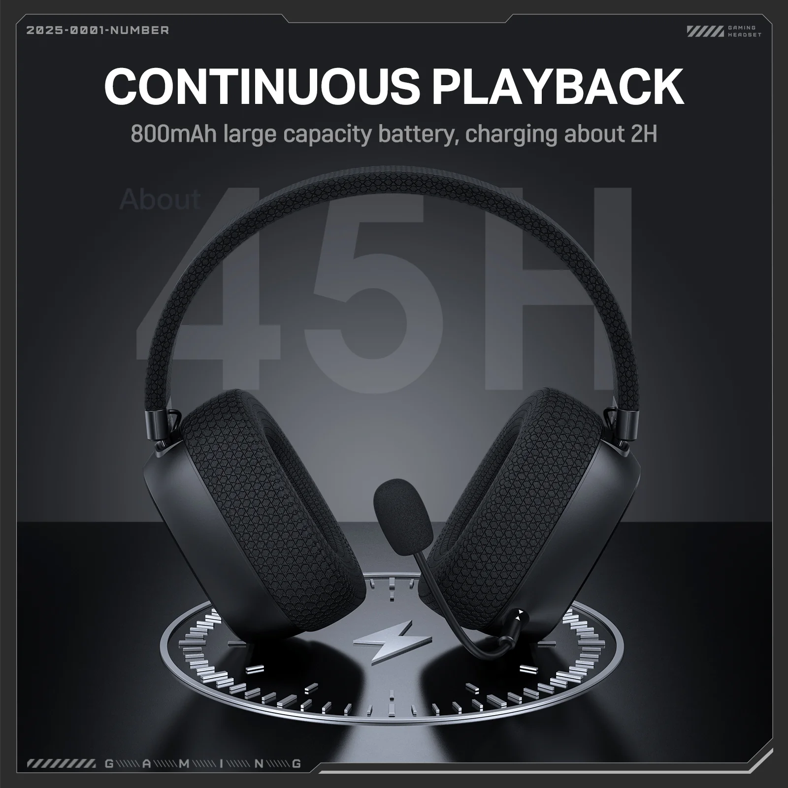 ONIKUMA GT839 Multi-Mode Gaming Headset – 45H Playback, Bluetooth 5.4/Wired/2.4GHz, Memory Foam Comfort - Image 5