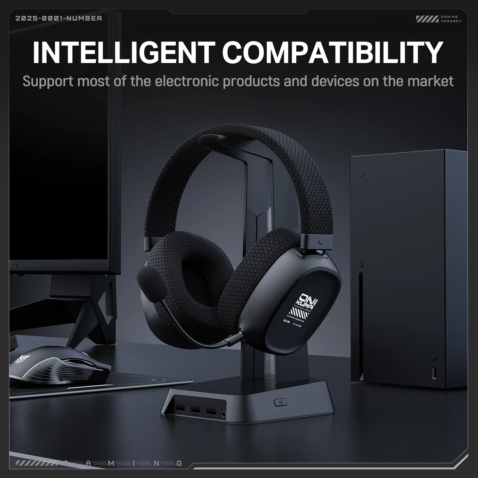 ONIKUMA GT839 Multi-Mode Gaming Headset – 45H Playback, Bluetooth 5.4/Wired/2.4GHz, Memory Foam Comfort - Image 6