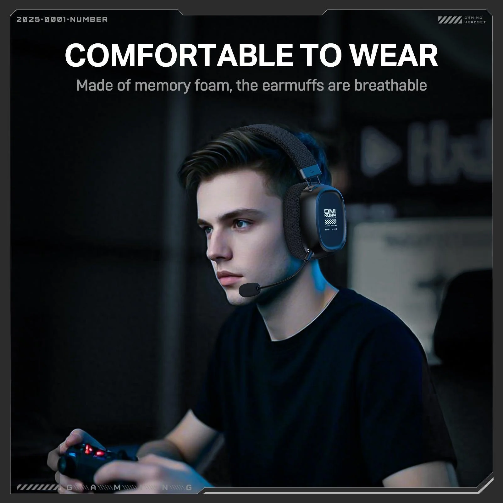 ONIKUMA GT839 Multi-Mode Gaming Headset – 45H Playback, Bluetooth 5.4/Wired/2.4GHz, Memory Foam Comfort - Image 9