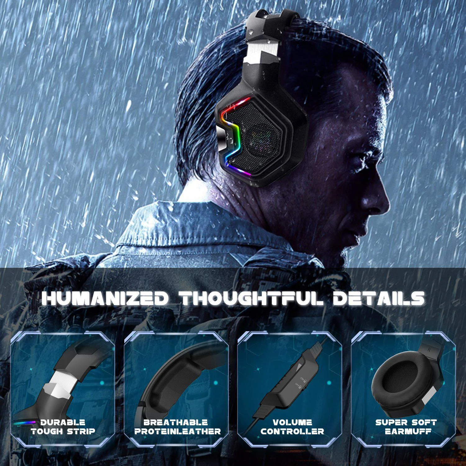 ONIKUMA K10 Pro Professional Wired Gaming Headset with RGB Backlight - Image 6