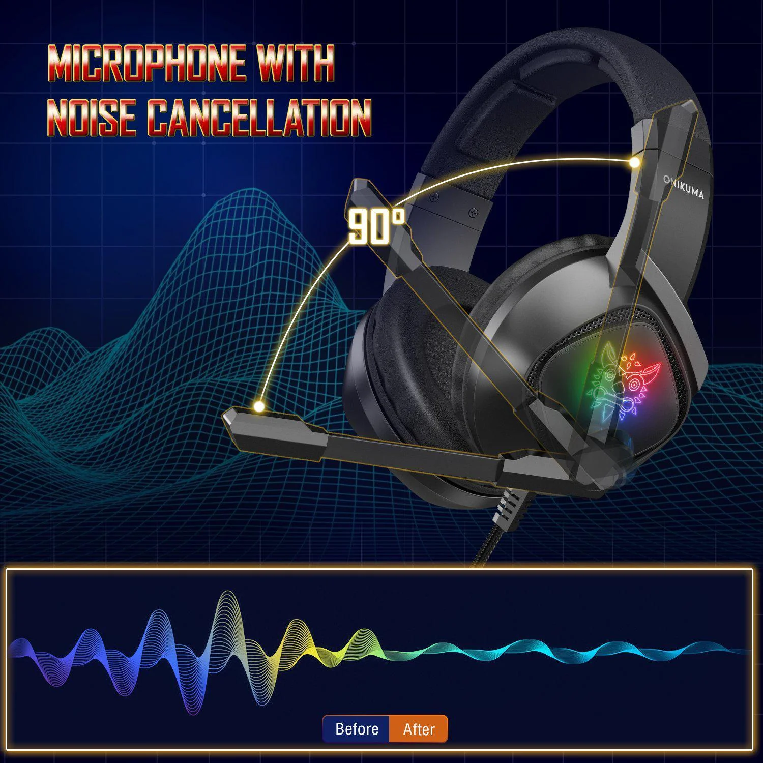 ONIKUMA K19 Professional Gaming Headphone with RGB LED Backlight - Image 4