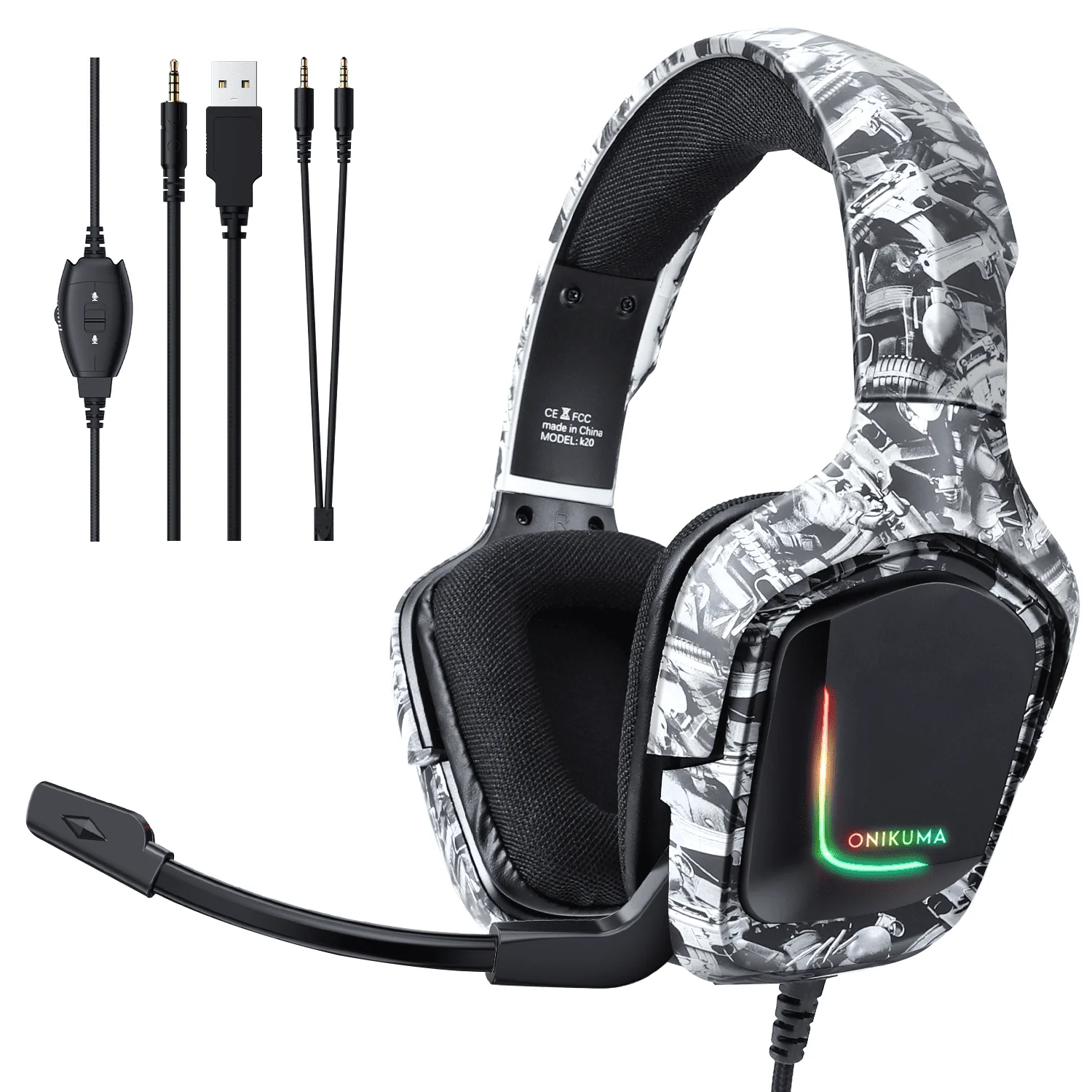 ONIKUMA K20 Wired Gaming Headsets With Microphone RGB Light - Image 13